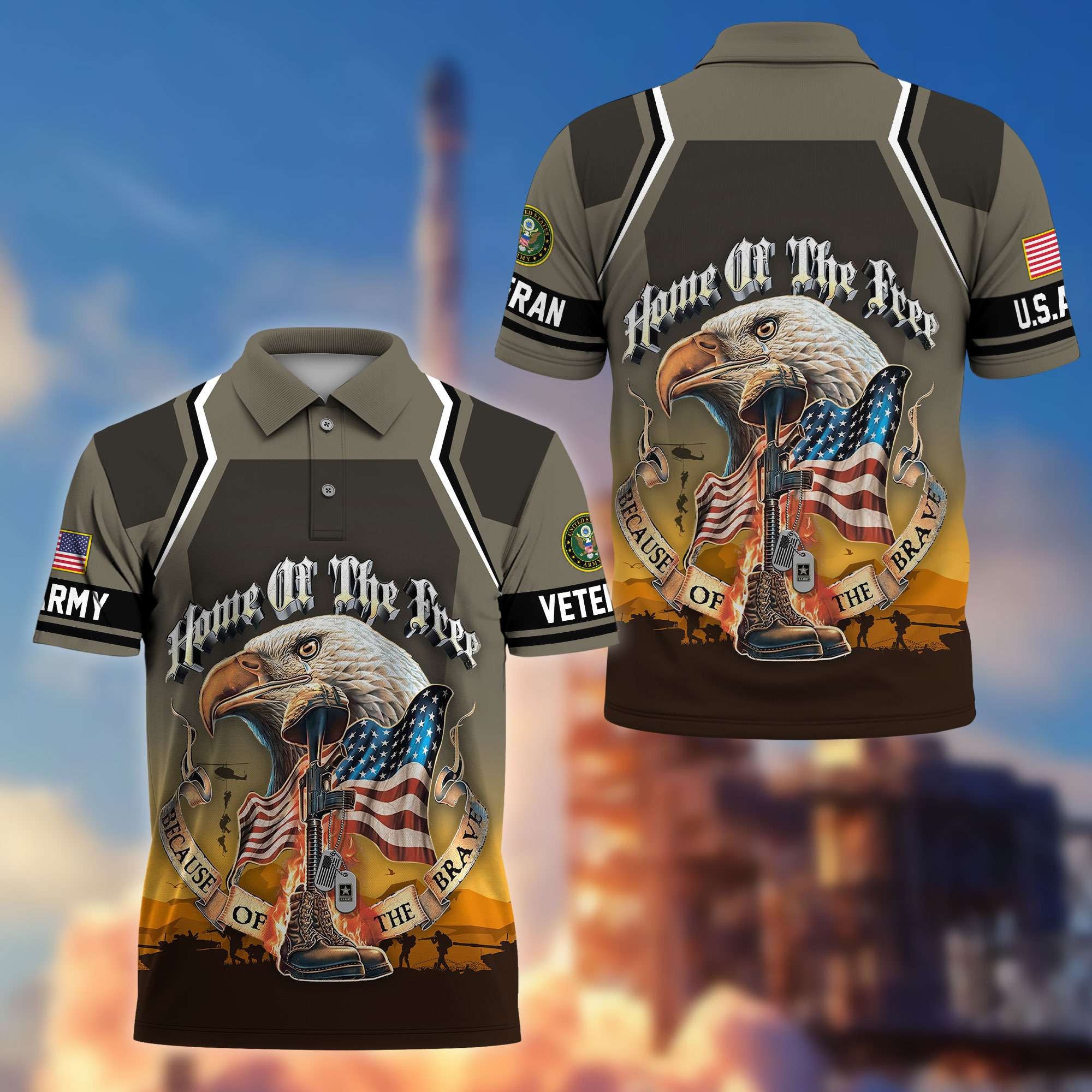 Premium US Veterans Polo Shirt, Gifts For US Veterans, Gifts On Memorial Day, Father's Day, Armed Forces Day, Veterans Day.