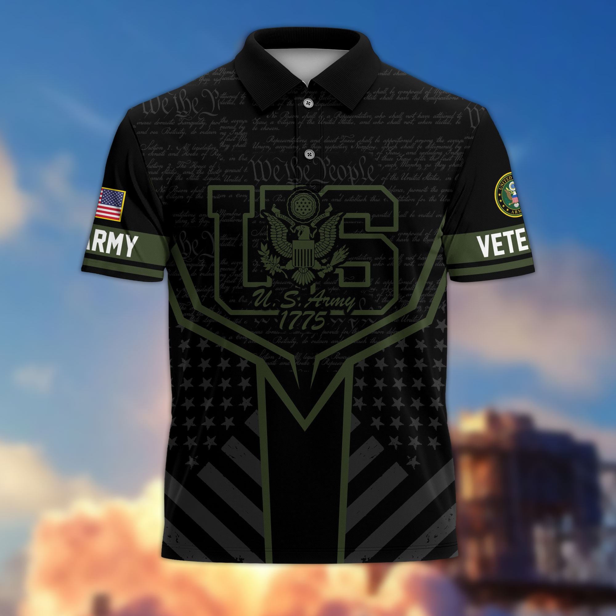 Premium US Veterans Polo Shirt, Gifts For US Veterans, Gifts On Memorial Day, Father's Day, Armed Forces Day, Veterans Day.