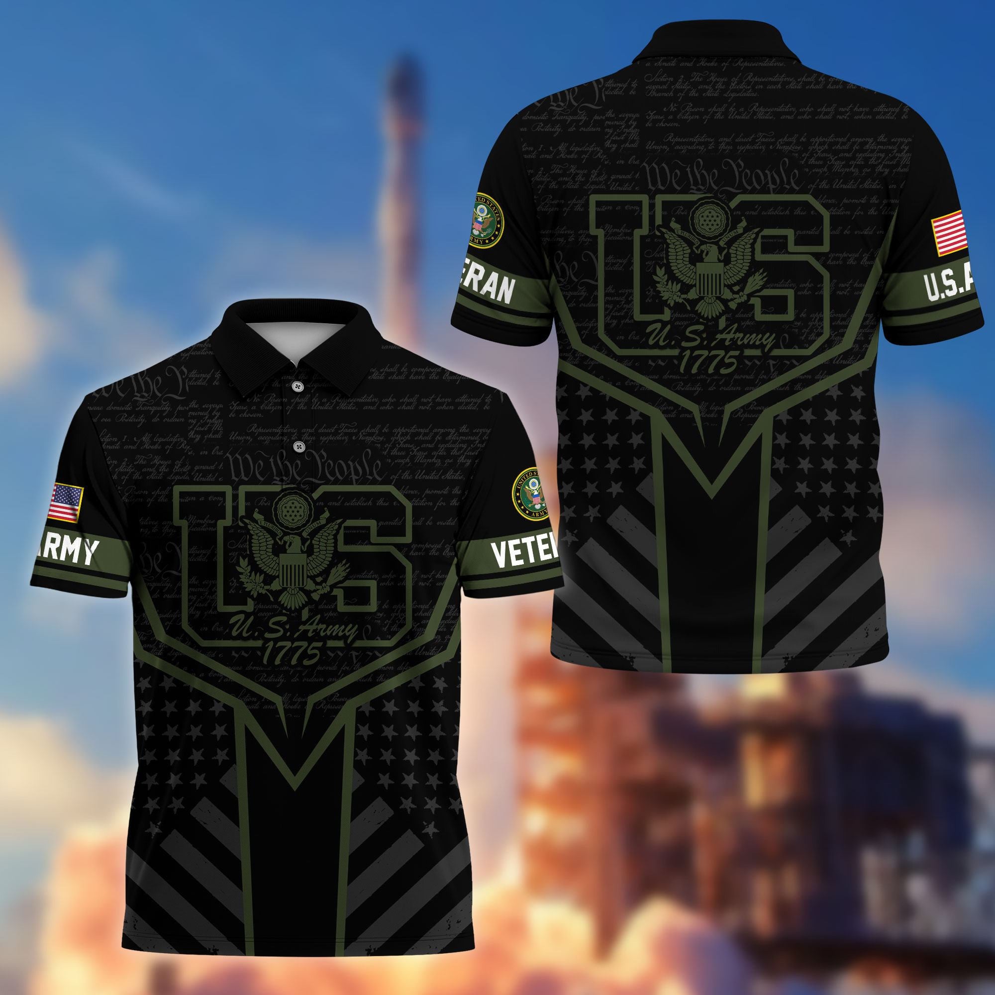 Premium US Veterans Polo Shirt, Gifts For US Veterans, Gifts On Memorial Day, Father's Day, Armed Forces Day, Veterans Day.