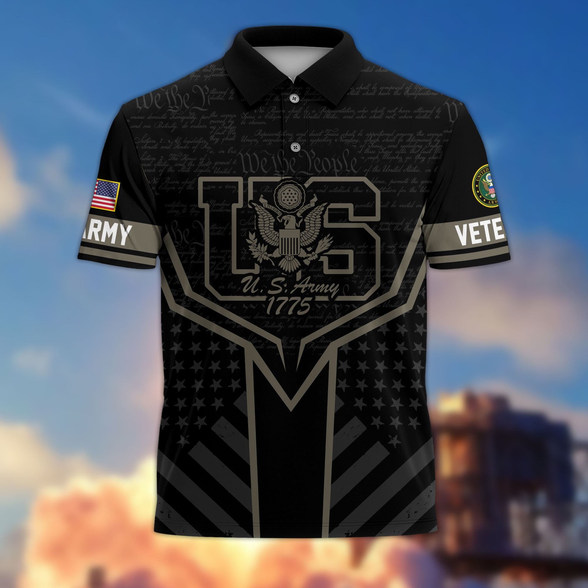 Premium US Veterans Polo Shirt, Gifts For US Veterans, Gifts On Memorial Day, Father's Day, Armed Forces Day, Veterans Day.