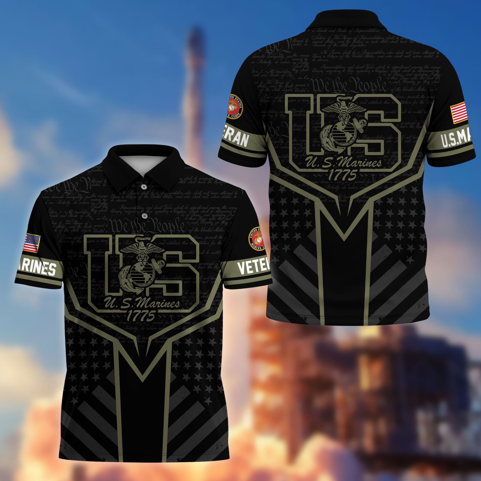 Premium US Veterans Polo Shirt, Gifts For US Veterans, Gifts On Memorial Day, Father's Day, Armed Forces Day, Veterans Day.