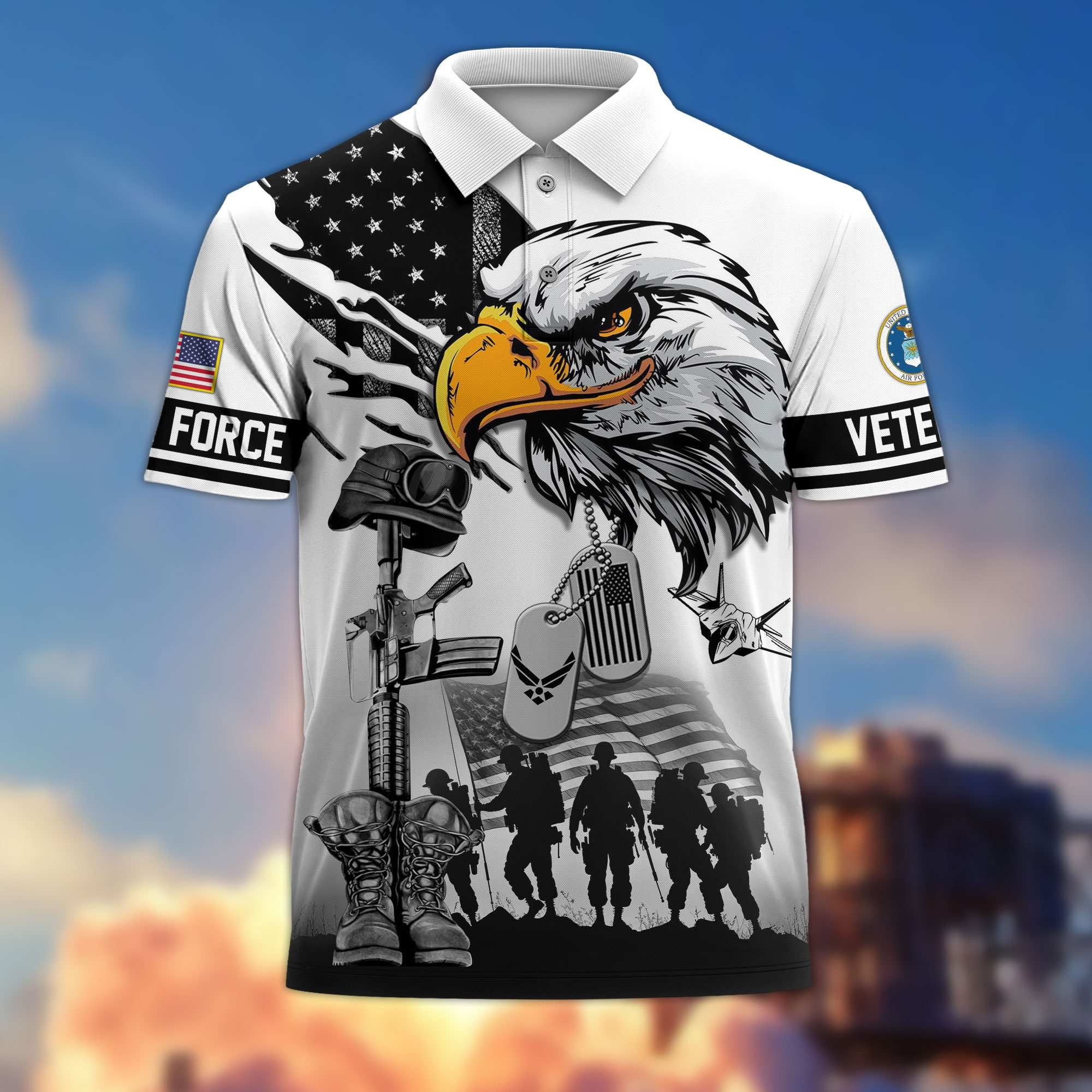 Premium US Veterans Polo Shirt, Gifts For US Veterans, Gifts On Memorial Day, Father's Day, Armed Forces Day, Veterans Day.