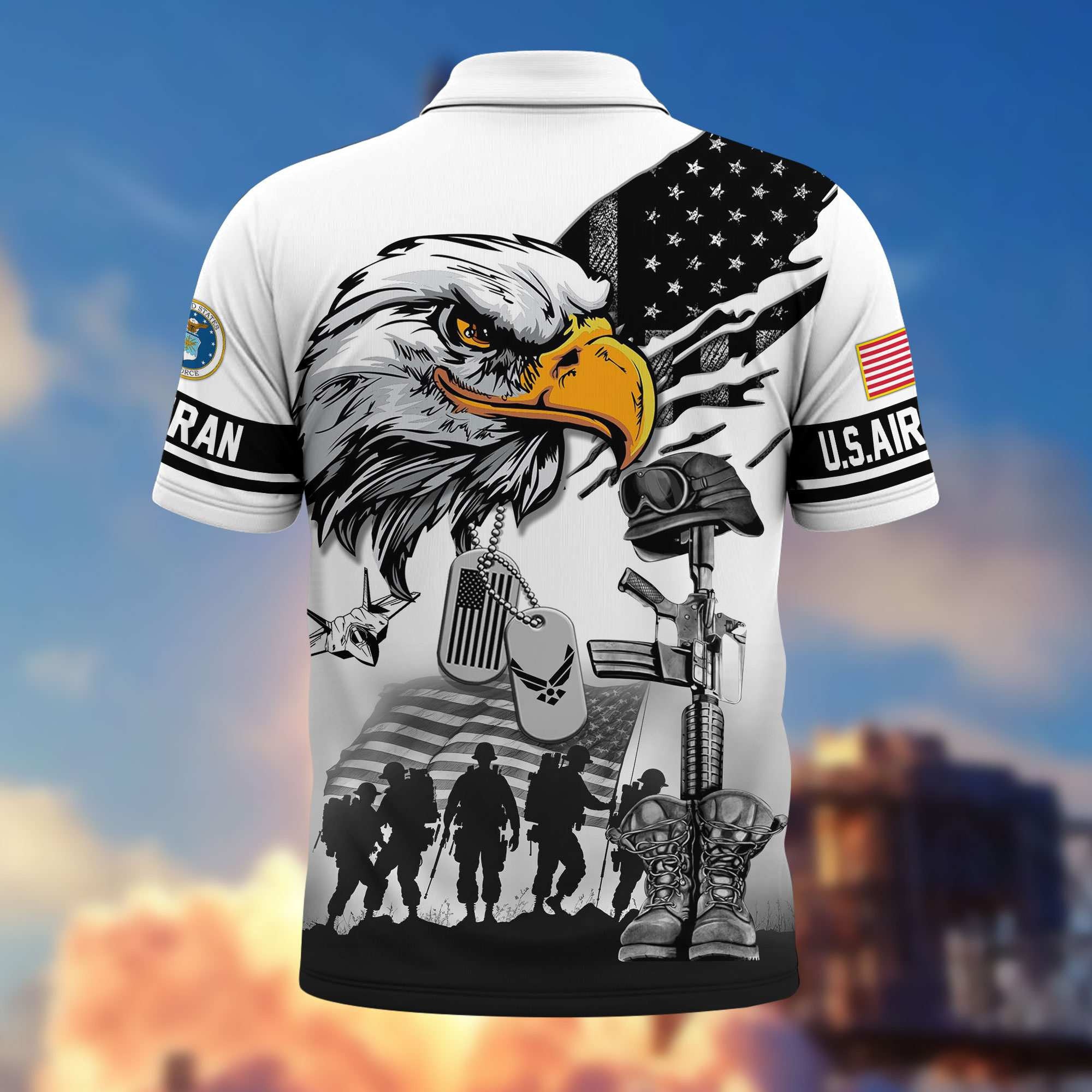 Premium US Veterans Polo Shirt, Gifts For US Veterans, Gifts On Memorial Day, Father's Day, Armed Forces Day, Veterans Day.