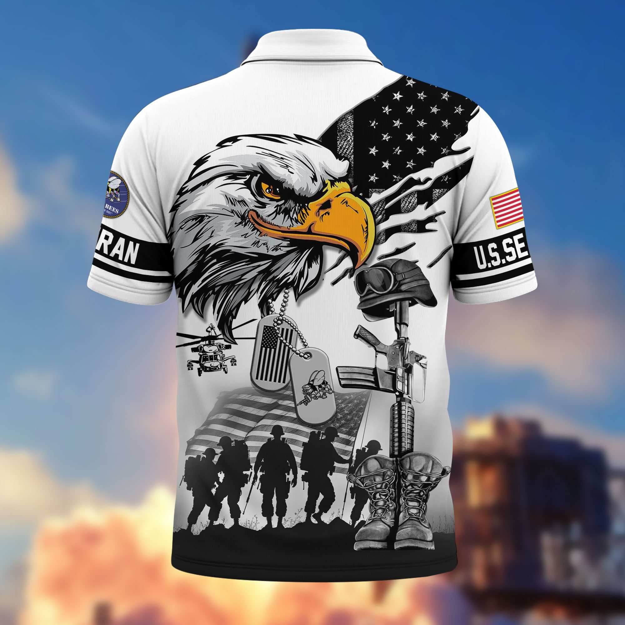 Premium US Veterans Polo Shirt, Gifts For US Veterans, Gifts On Memorial Day, Father's Day, Armed Forces Day, Veterans Day.