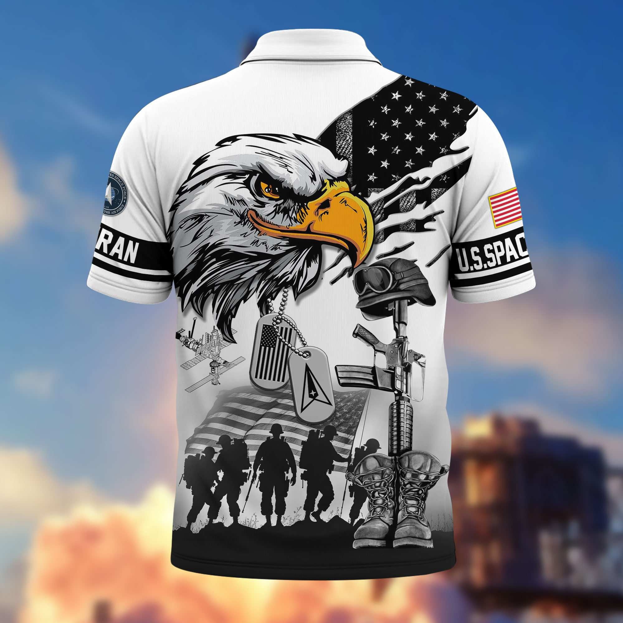 Premium US Veterans Polo Shirt, Gifts For US Veterans, Gifts On Memorial Day, Father's Day, Armed Forces Day, Veterans Day.