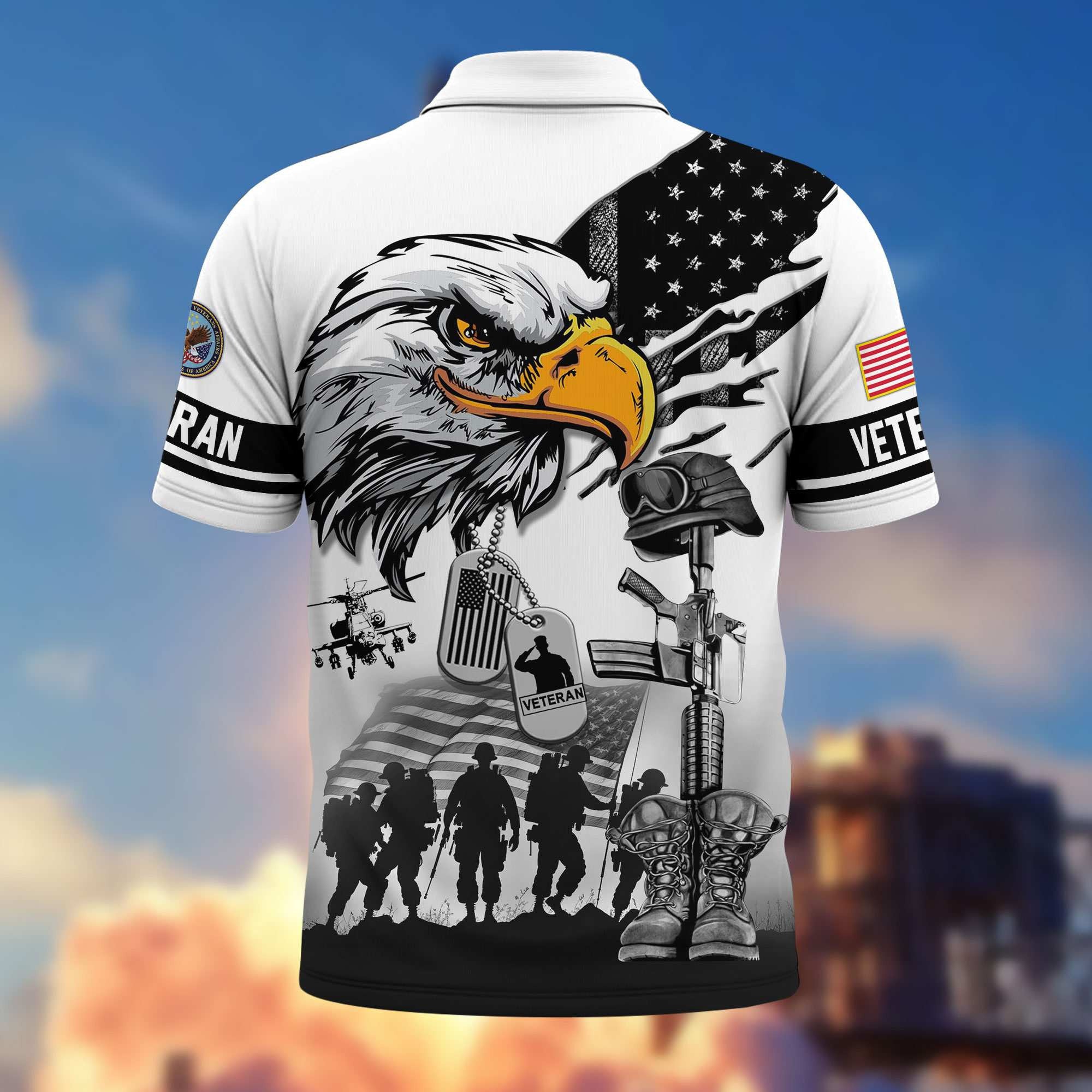 Premium US Veterans Polo Shirt, Gifts For US Veterans, Gifts On Memorial Day, Father's Day, Armed Forces Day, Veterans Day.