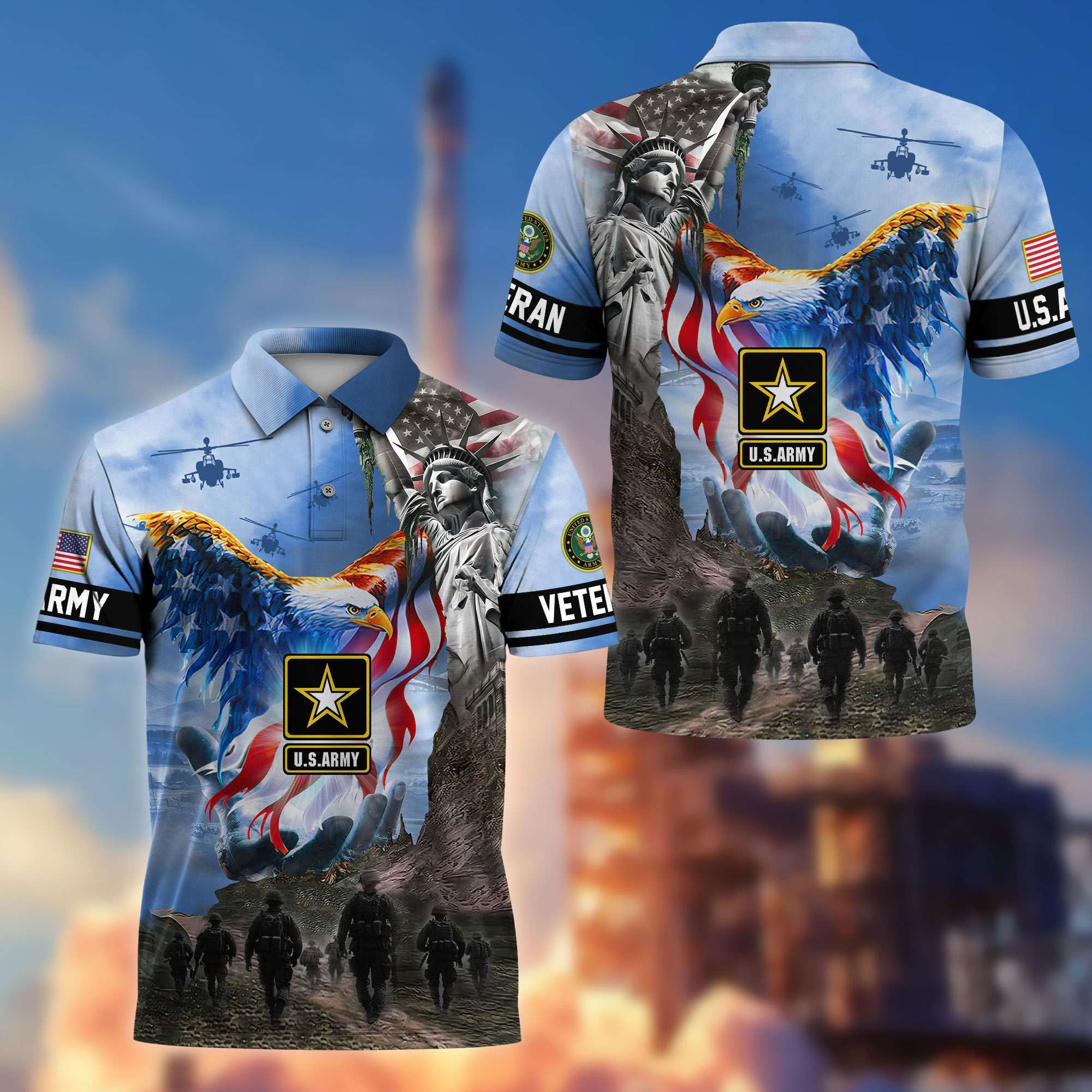 Premium US Veterans Polo Shirt, Gifts For US Veterans, Gifts On Memorial Day, Father's Day, Armed Forces Day, Veterans Day.