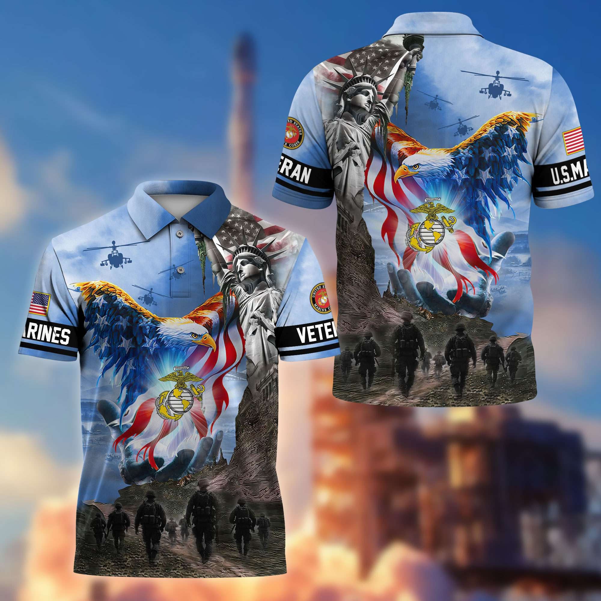 Premium US Veterans Polo Shirt, Gifts For US Veterans, Gifts On Memorial Day, Father's Day, Armed Forces Day, Veterans Day.