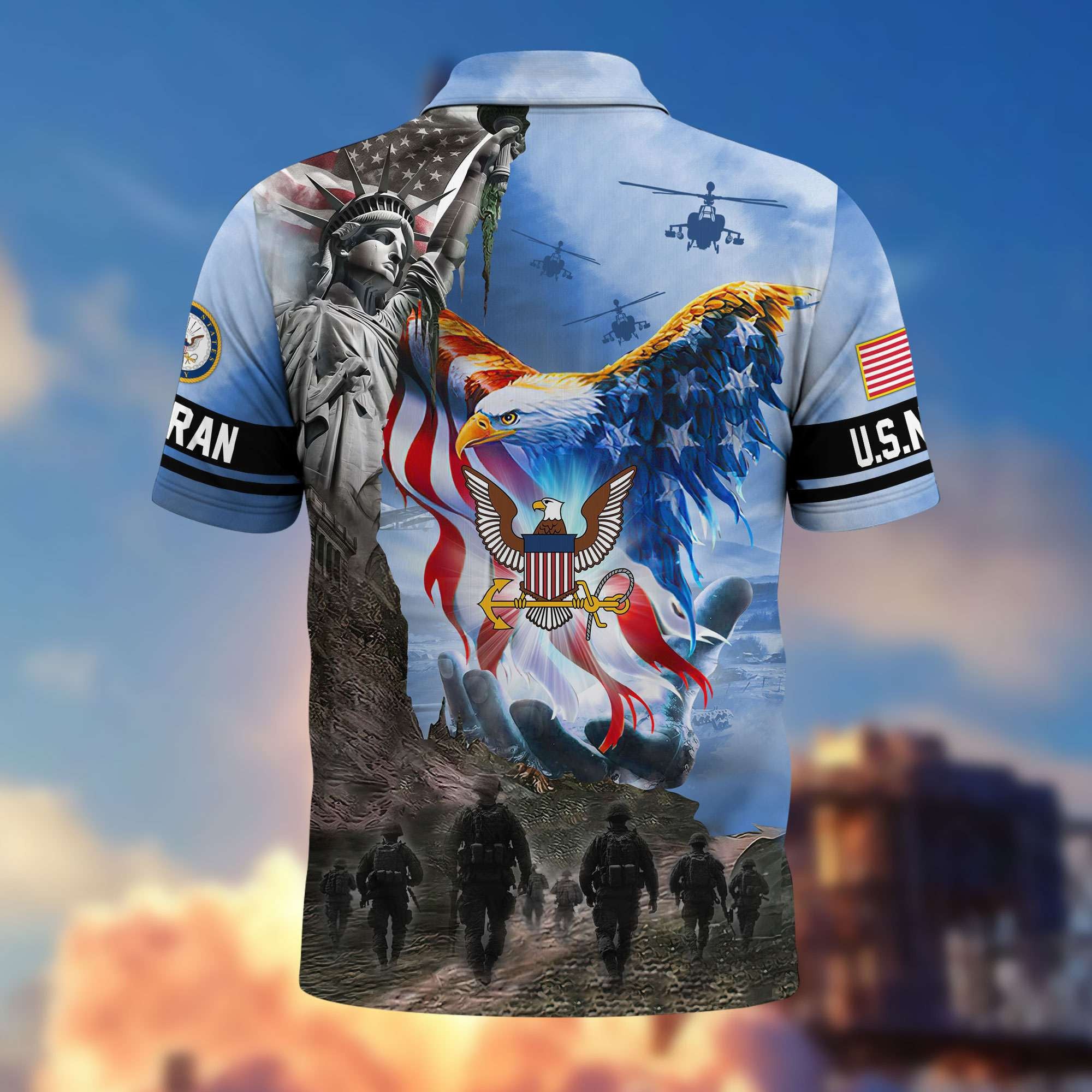 Premium US Veterans Polo Shirt, Gifts For US Veterans, Gifts On Memorial Day, Father's Day, Armed Forces Day, Veterans Day.