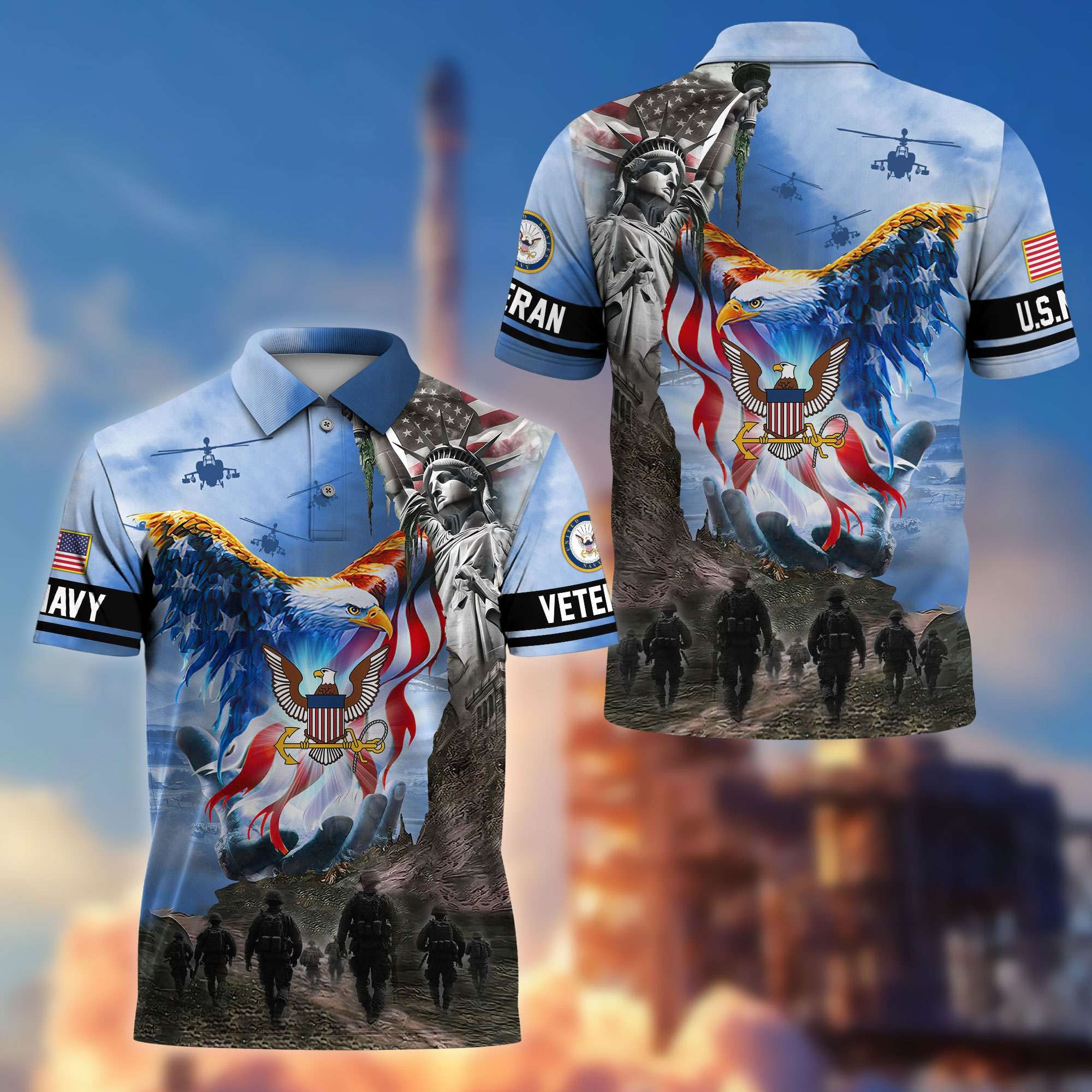 Premium US Veterans Polo Shirt, Gifts For US Veterans, Gifts On Memorial Day, Father's Day, Armed Forces Day, Veterans Day.