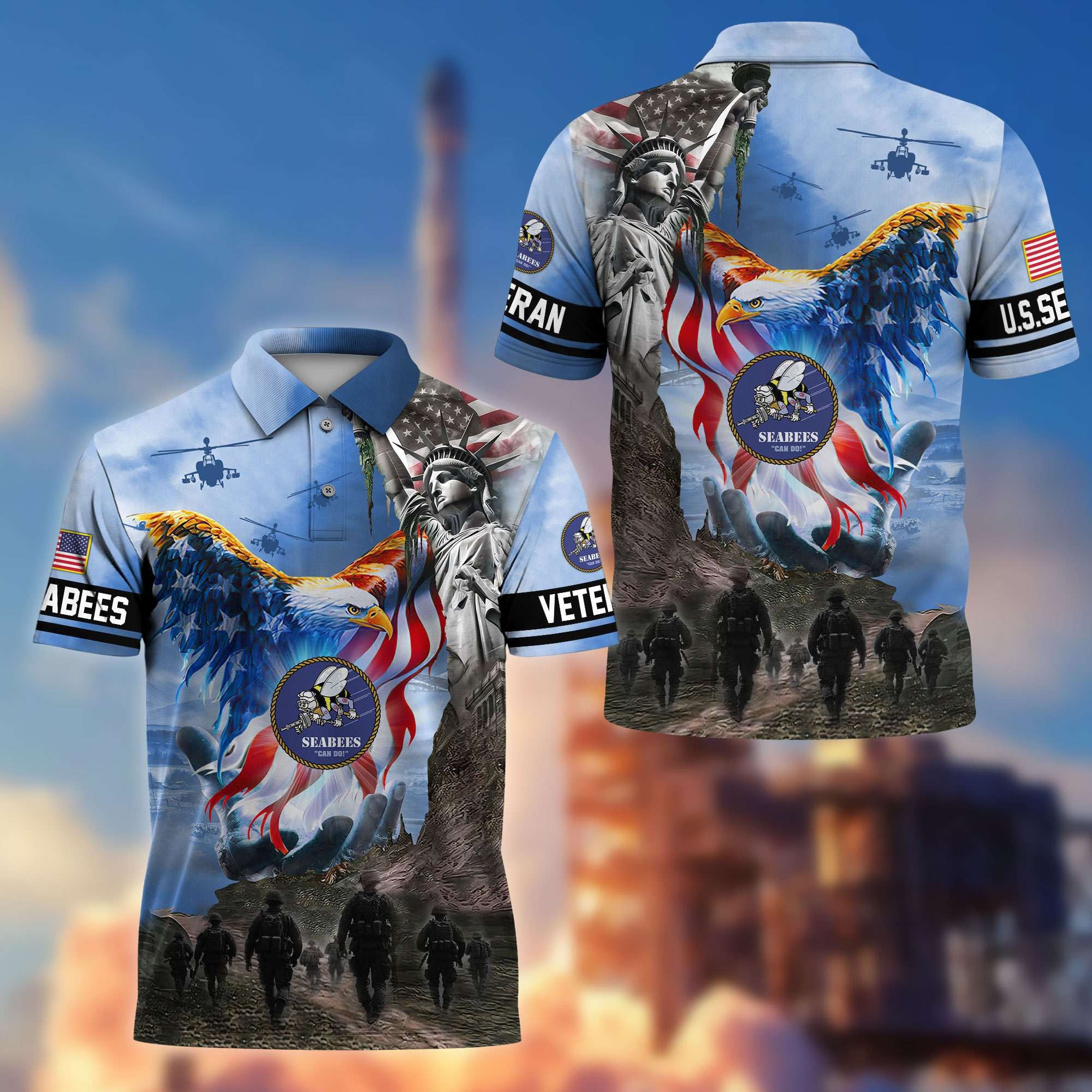 Premium US Veterans Polo Shirt, Gifts For US Veterans, Gifts On Memorial Day, Father's Day, Armed Forces Day, Veterans Day.