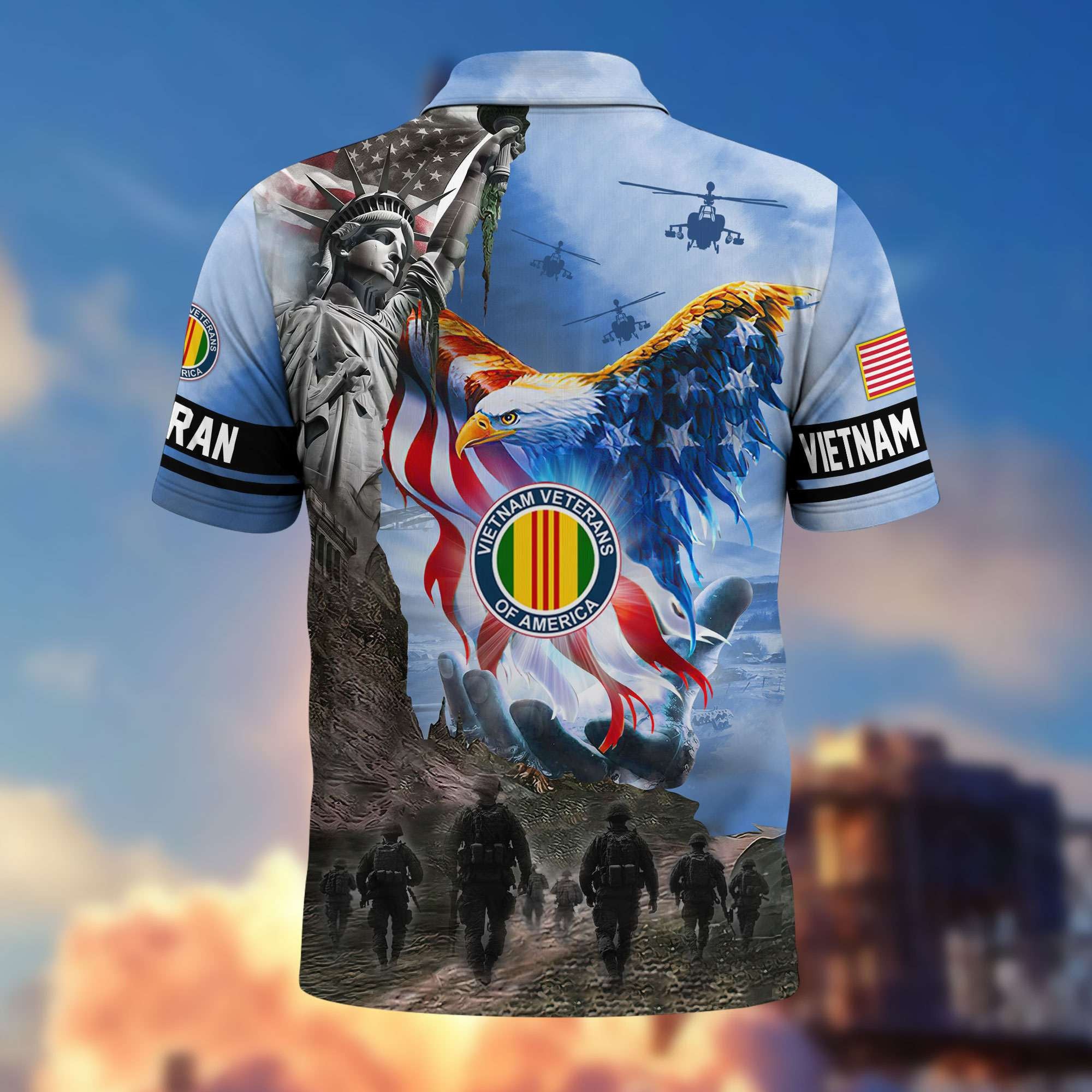 Premium US Veterans Polo Shirt, Gifts For US Veterans, Gifts On Memorial Day, Father's Day, Armed Forces Day, Veterans Day.