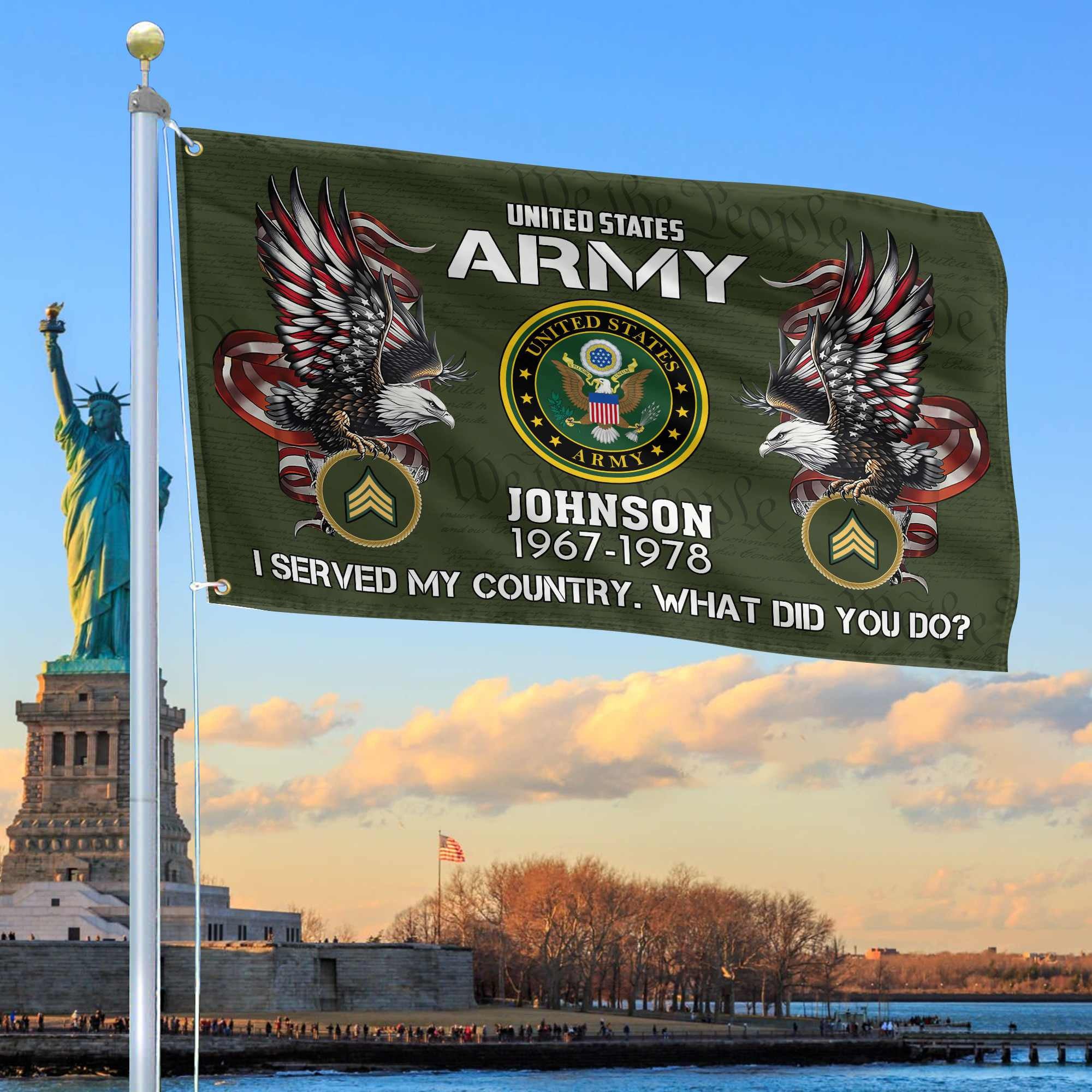 Premium Custom US Army Grommet Flag, Gifts For Army Veteran, Gifts For Dad, For Husband, Best Gifts On Father's Day, Armed Forces Day, Independence Day, Veterans Day.