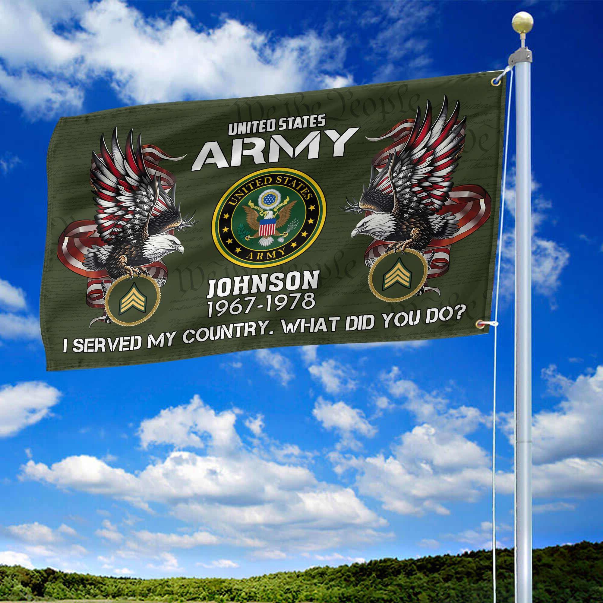 Premium Custom US Army Grommet Flag, Gifts For Army Veteran, Gifts For Dad, For Husband, Best Gifts On Father's Day, Armed Forces Day, Independence Day, Veterans Day.