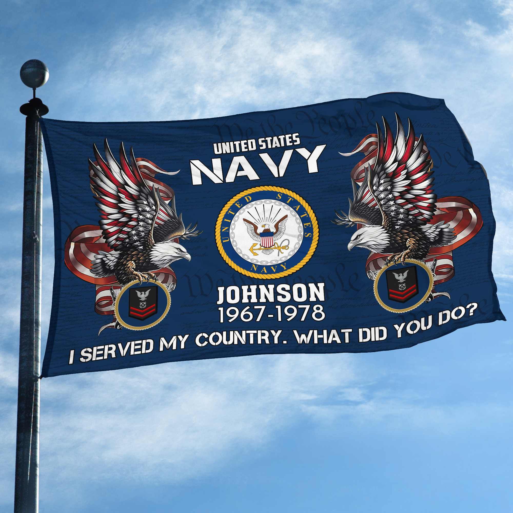 Premium Custom US Navy Grommet Flag, Gifts For Navy Veteran, Gifts For Dad, For Husband, Best Gifts On Father's Day, Armed Forces Day, Independence Day, Veterans Day.