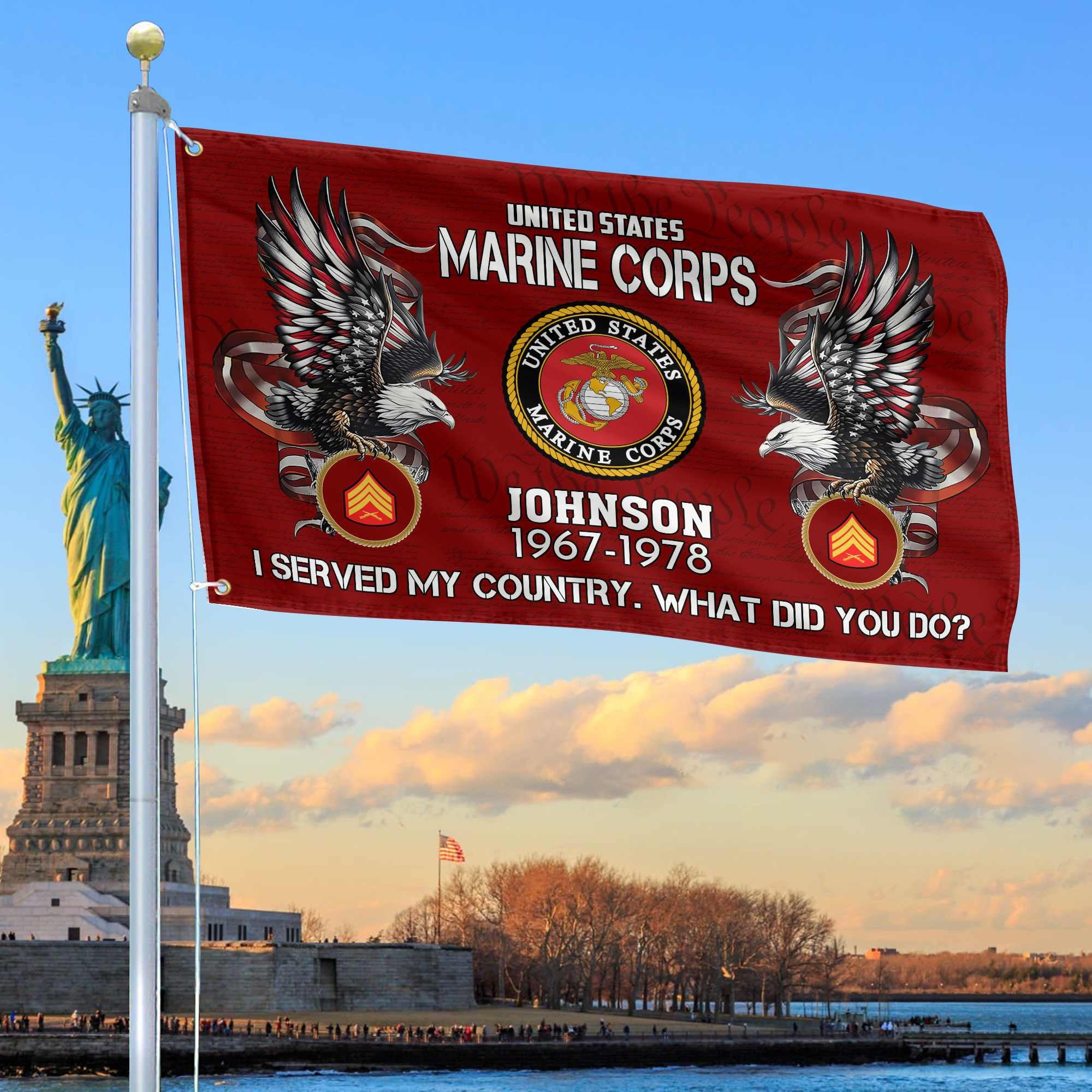 Premium Custom USMC Grommet Flag, Gifts For Marine Veteran, Gifts For Dad, For Husband, Best Gifts On Father's Day, Armed Forces Day, Independence Day, Veterans Day.