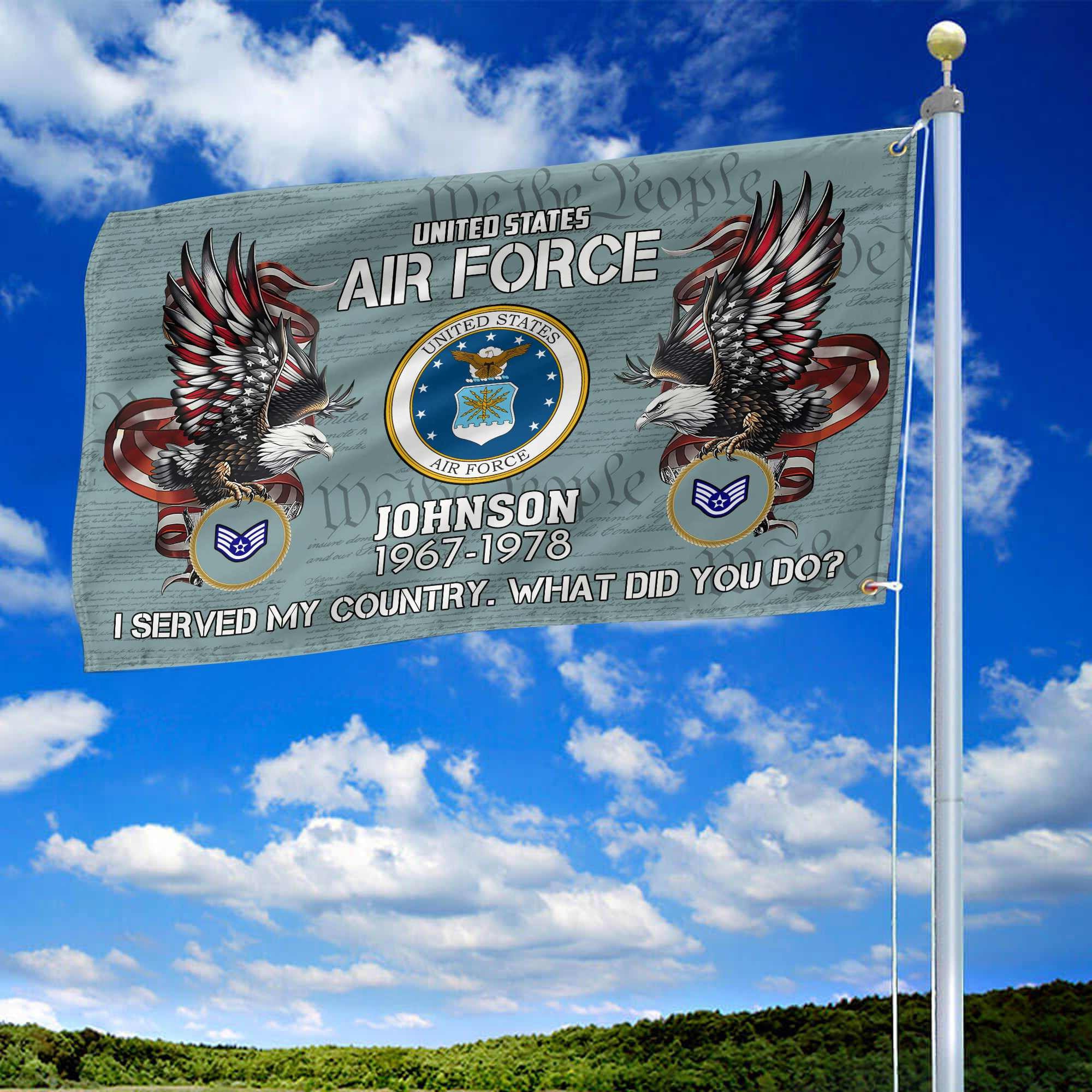 Premium Custom USAF Grommet Flag, Gifts For Air Force Veteran, Gifts For Dad, For Husband, Best Gifts On Father's Day, Armed Forces Day, Independence Day, Veterans Day.