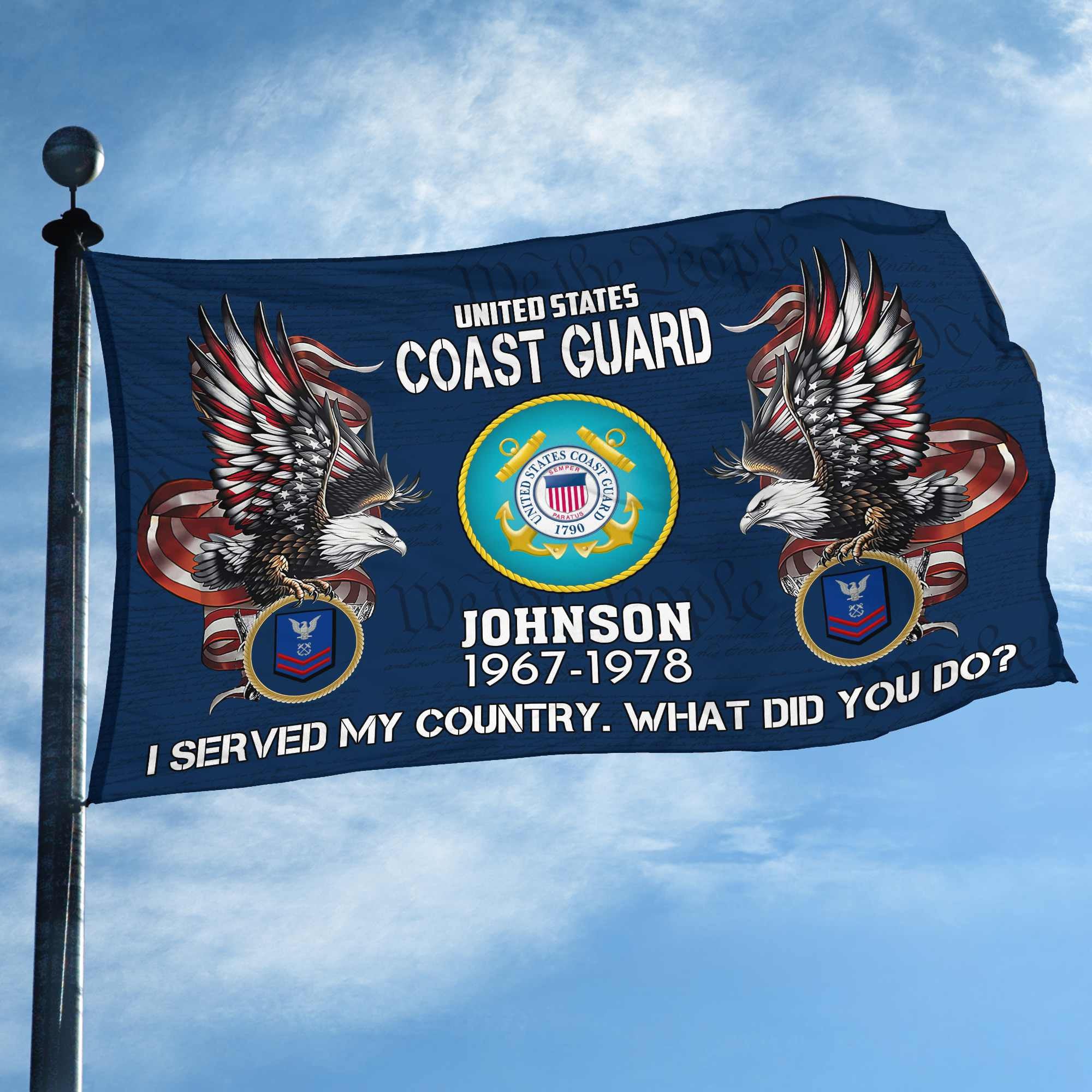 Premium Custom USCG Grommet Flag, Gifts For Coast Guard Veteran, Gifts For Dad, For Husband, Best Gifts On Father's Day, Armed Forces Day, Independence Day, Veterans Day.