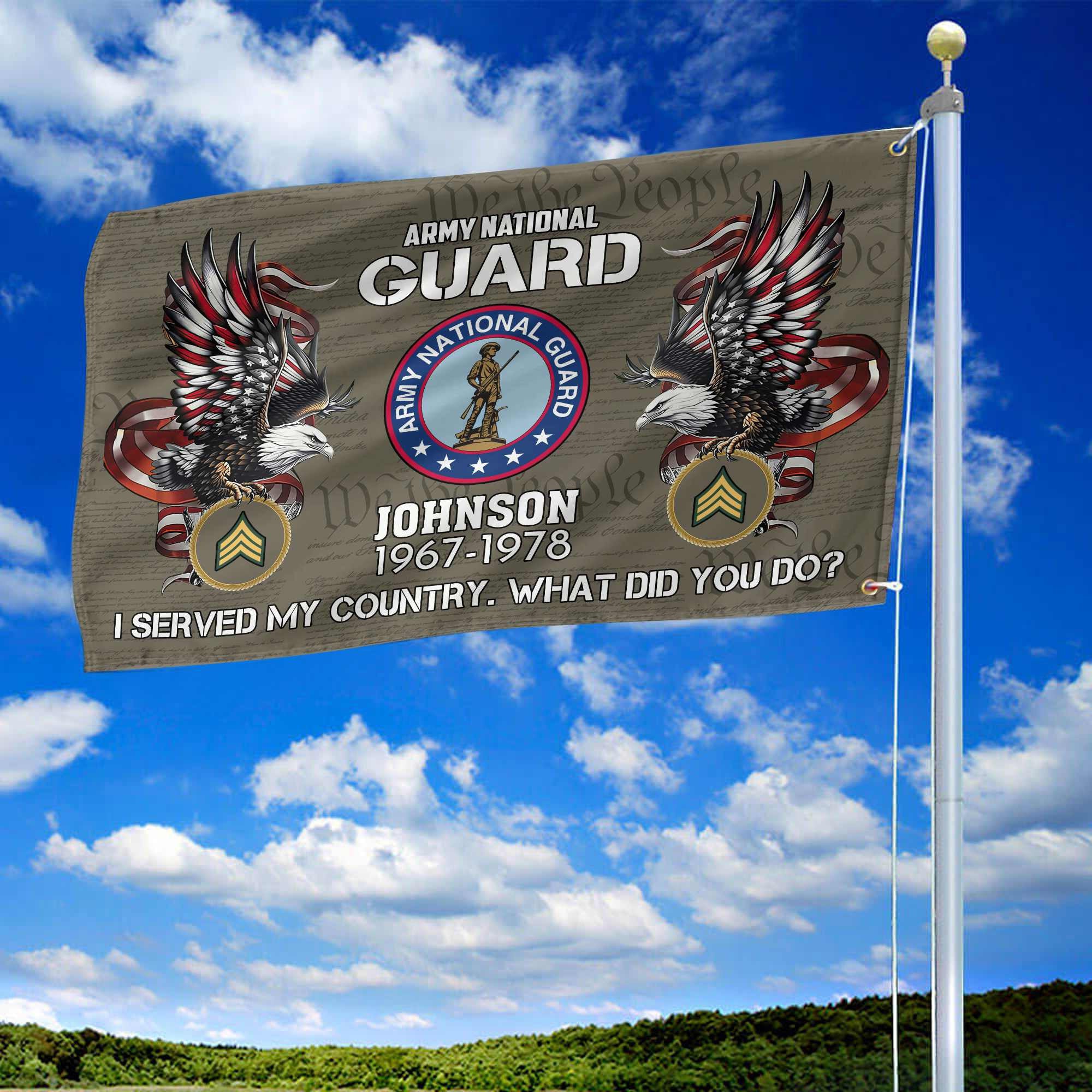 Premium Custom US Army National Guard Grommet Flag, Gifts For Army National Guard Veteran, Gifts For Dad, For Husband, Best Gifts On Father's Day, Armed Forces Day, Independence Day, Veterans Day.