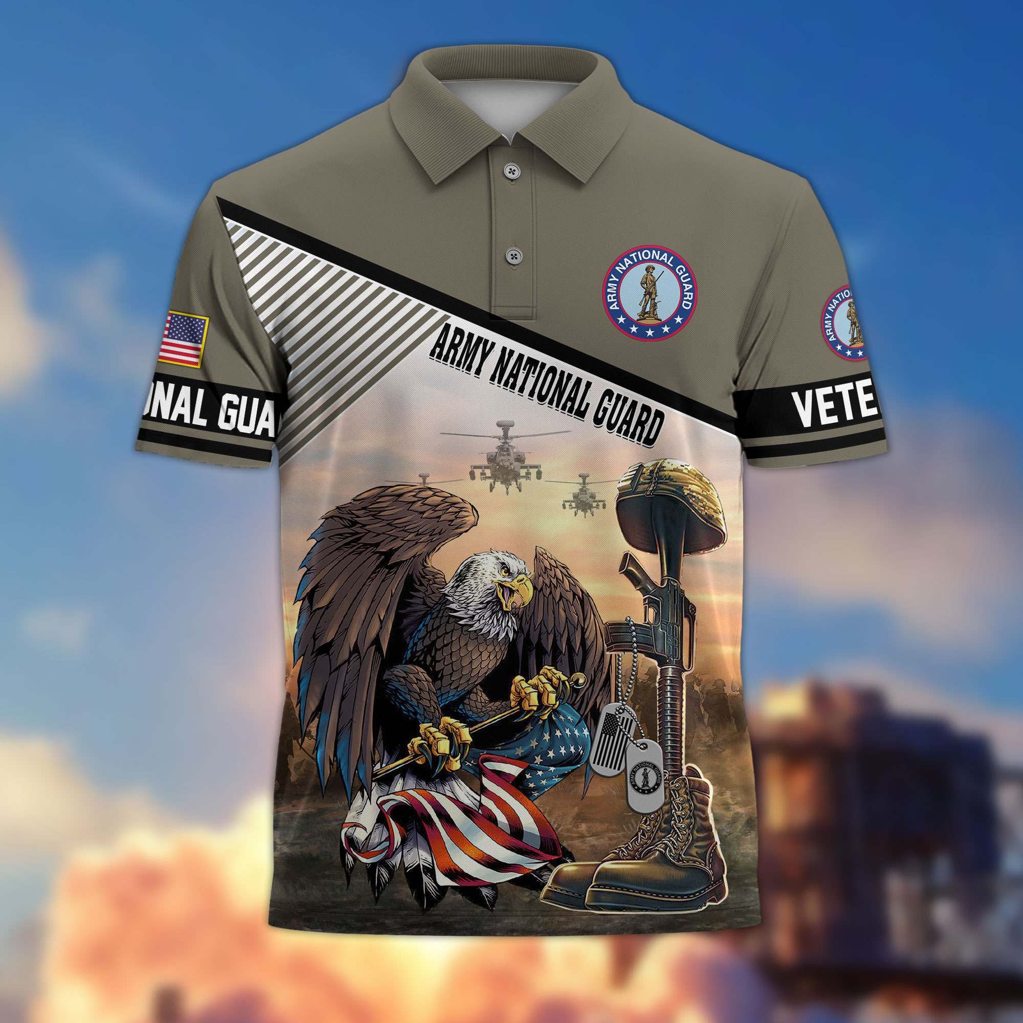 Premium US Veterans Polo Shirt, Gifts For US Veterans, Gifts On Memorial Day, Father's Day, Armed Forces Day, Veterans Day.