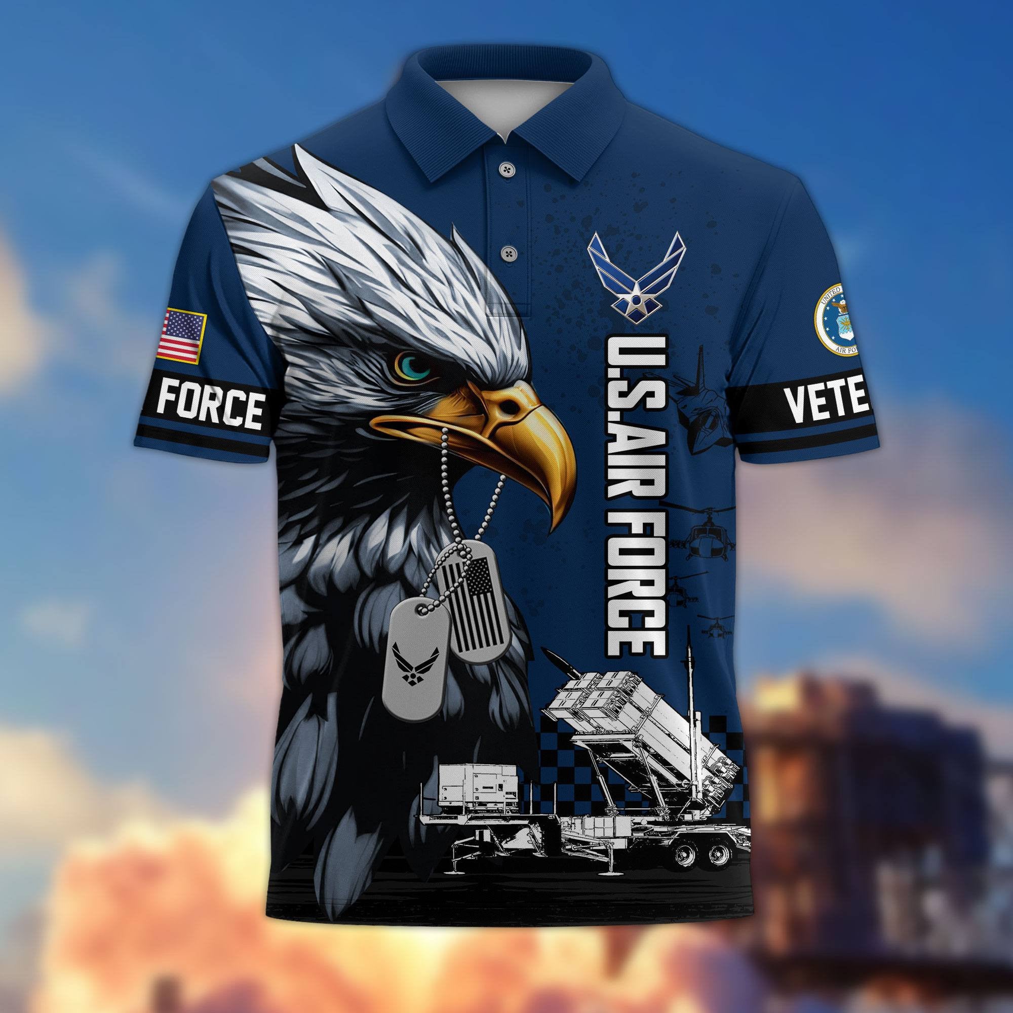 Premium US Veterans Polo Shirt, Gifts For US Veterans, Gifts On Memorial Day, Father's Day, Armed Forces Day, Veterans Day.