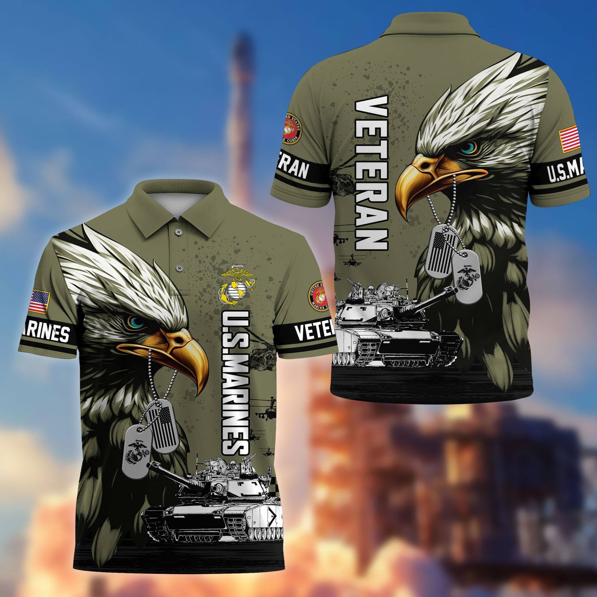 Premium US Veterans Polo Shirt, Gifts For US Veterans, Gifts On Memorial Day, Father's Day, Armed Forces Day, Veterans Day.