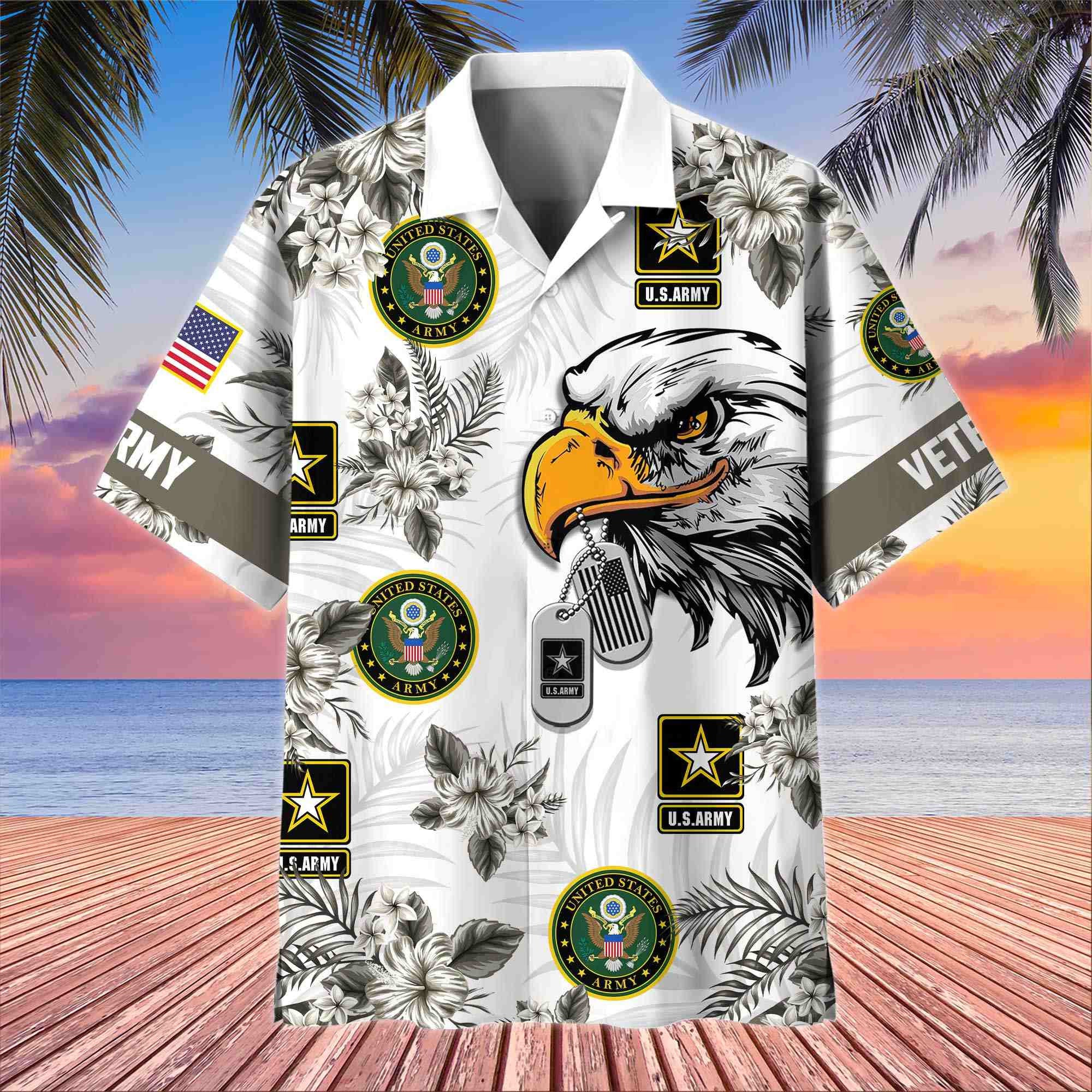 Premium US Veterans Hawaiian Shirt, Gifts For US Veterans, Gifts On Memorial Day, Father's Day, Armed Forces Day, Veterans Day.