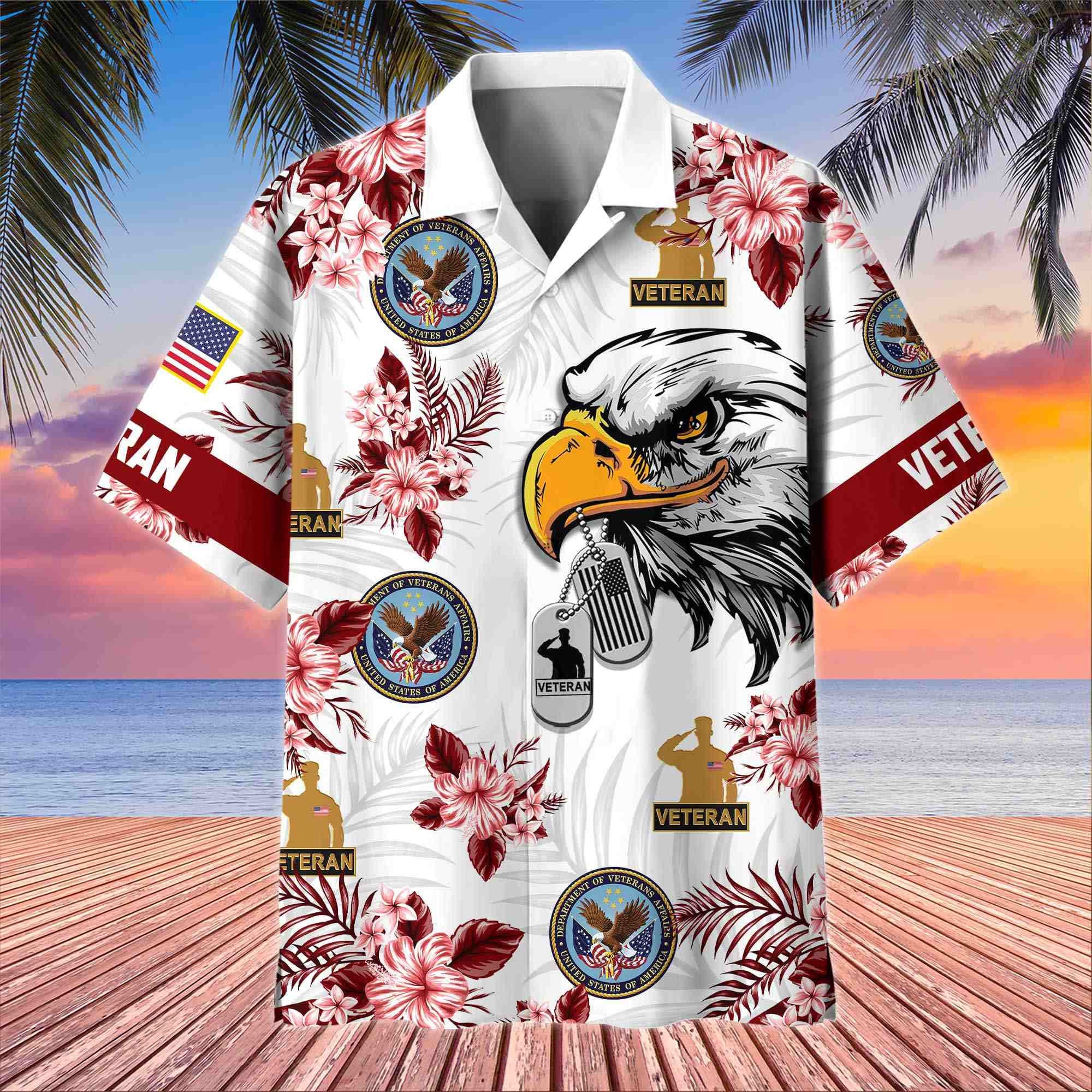 Premium US Veterans Hawaiian Shirt, Gifts For US Veterans, Gifts On Memorial Day, Father's Day, Armed Forces Day, Veterans Day.