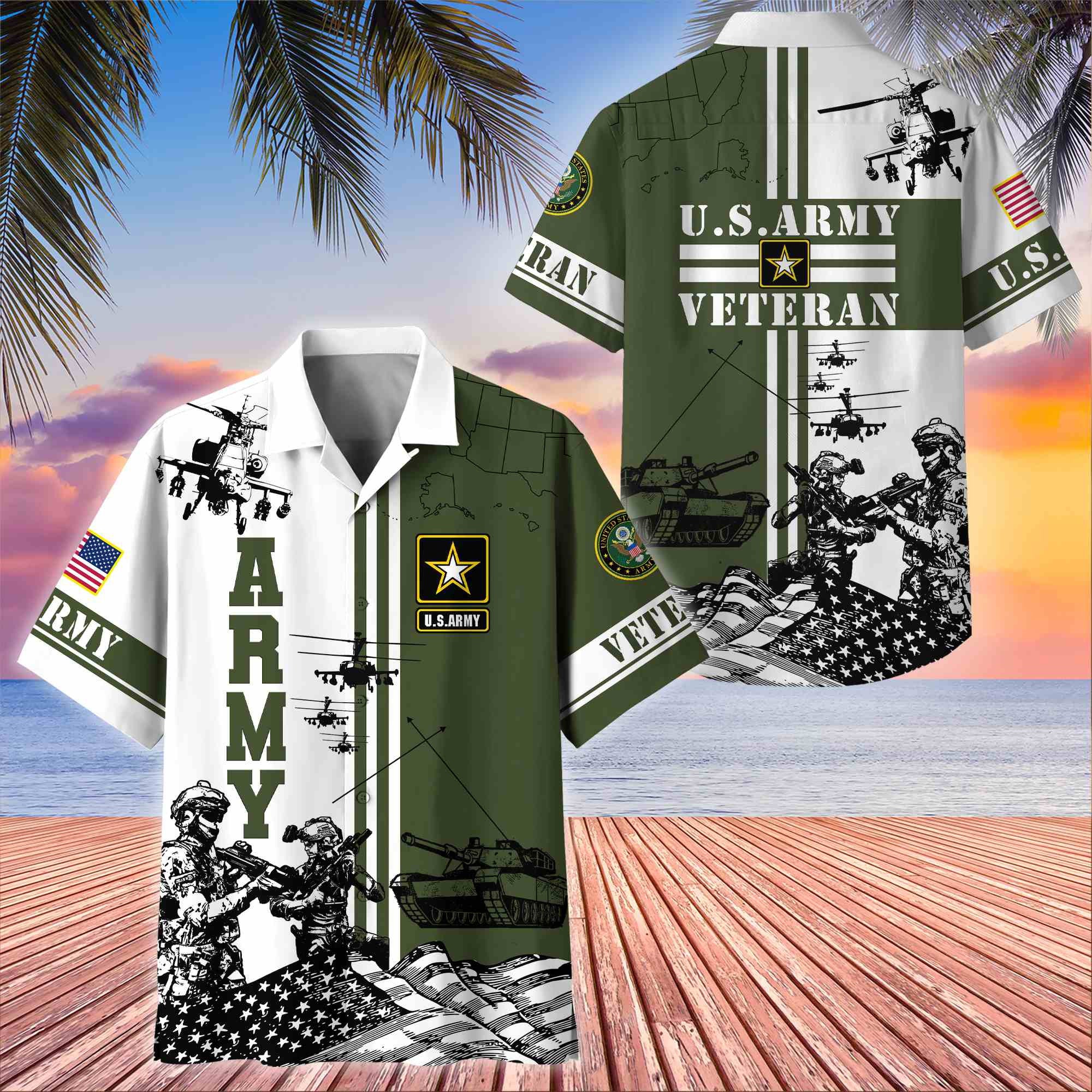 Premium US Veterans Hawaiian Shirt, Gifts For US Veterans, Gifts On Memorial Day, Father's Day, Armed Forces Day, Veterans Day.