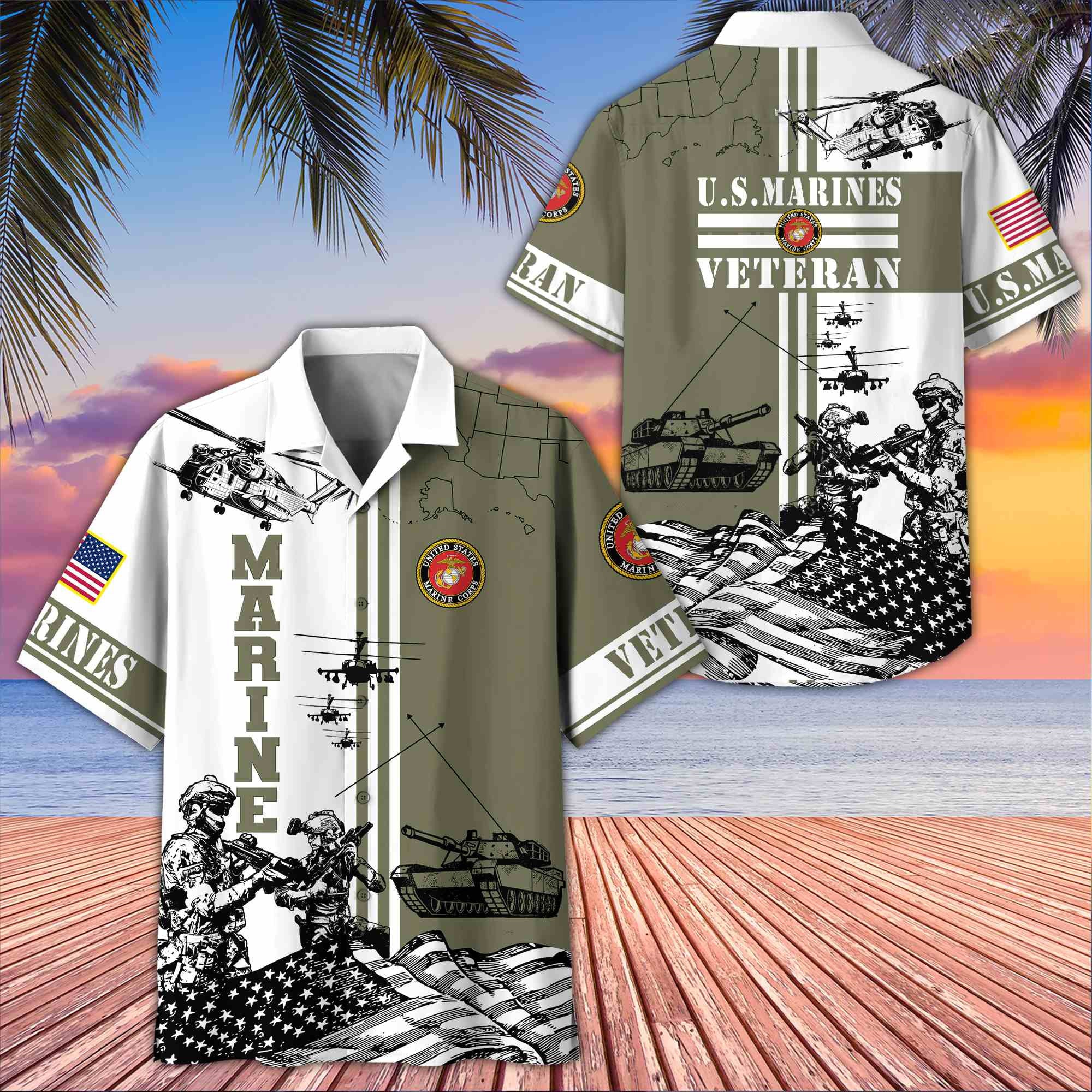 Premium US Veterans Hawaiian Shirt, Gifts For US Veterans, Gifts On Memorial Day, Father's Day, Armed Forces Day, Veterans Day.