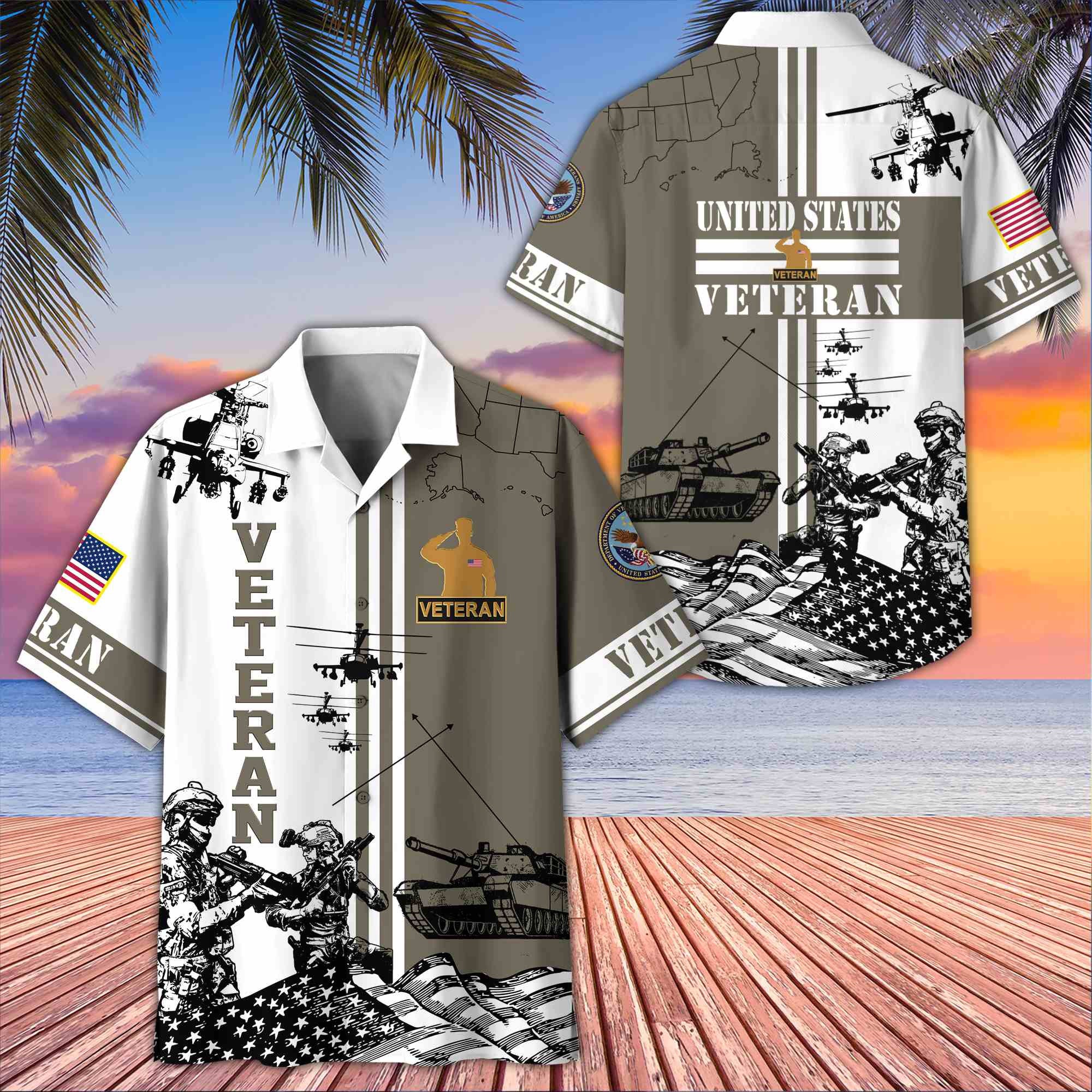 Premium US Veterans Hawaiian Shirt, Gifts For US Veterans, Gifts On Memorial Day, Father's Day, Armed Forces Day, Veterans Day.