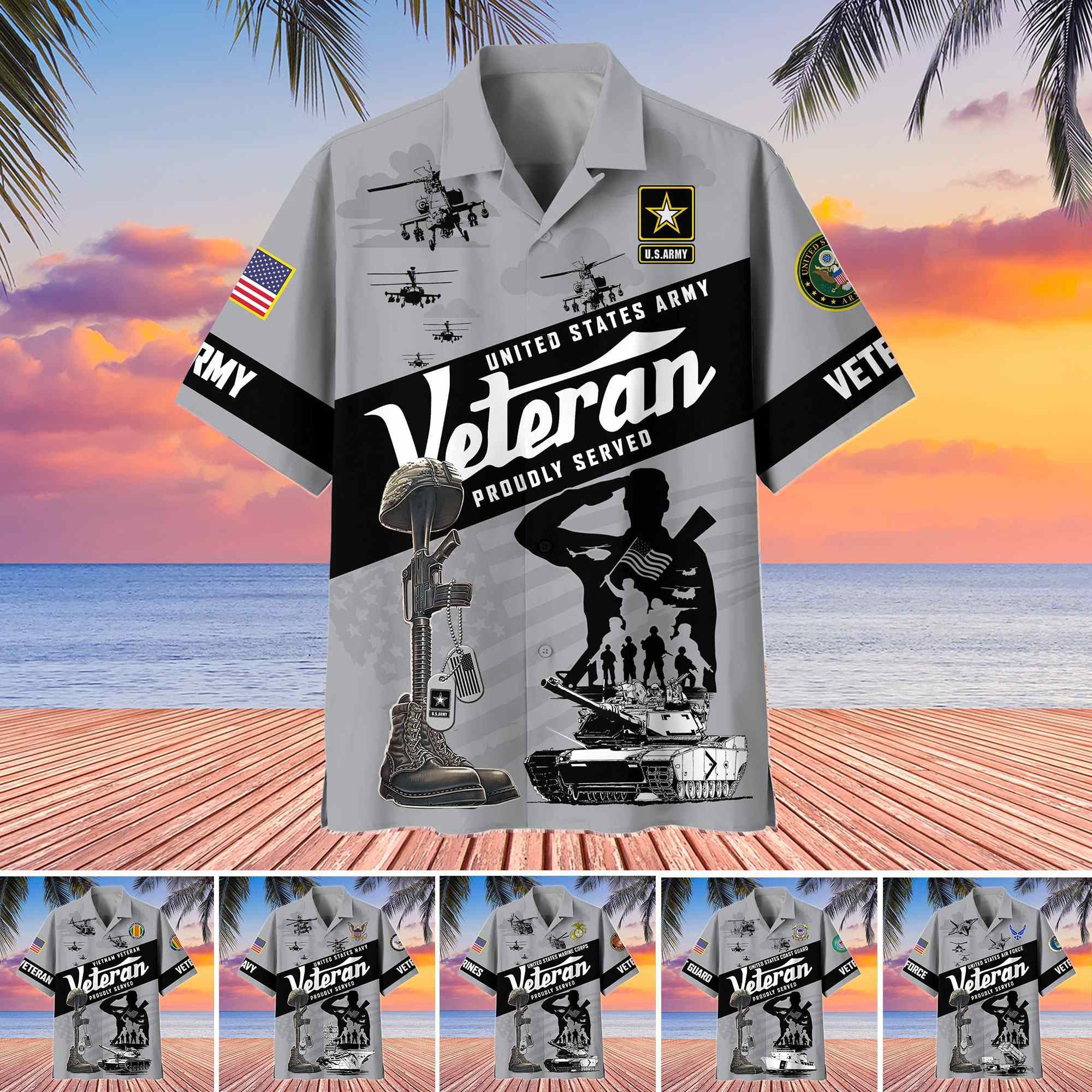 Premium US Veterans Hawaiian Shirt, Gifts For US Veterans, Gifts On Memorial Day, Father's Day, Armed Forces Day, Veterans Day.