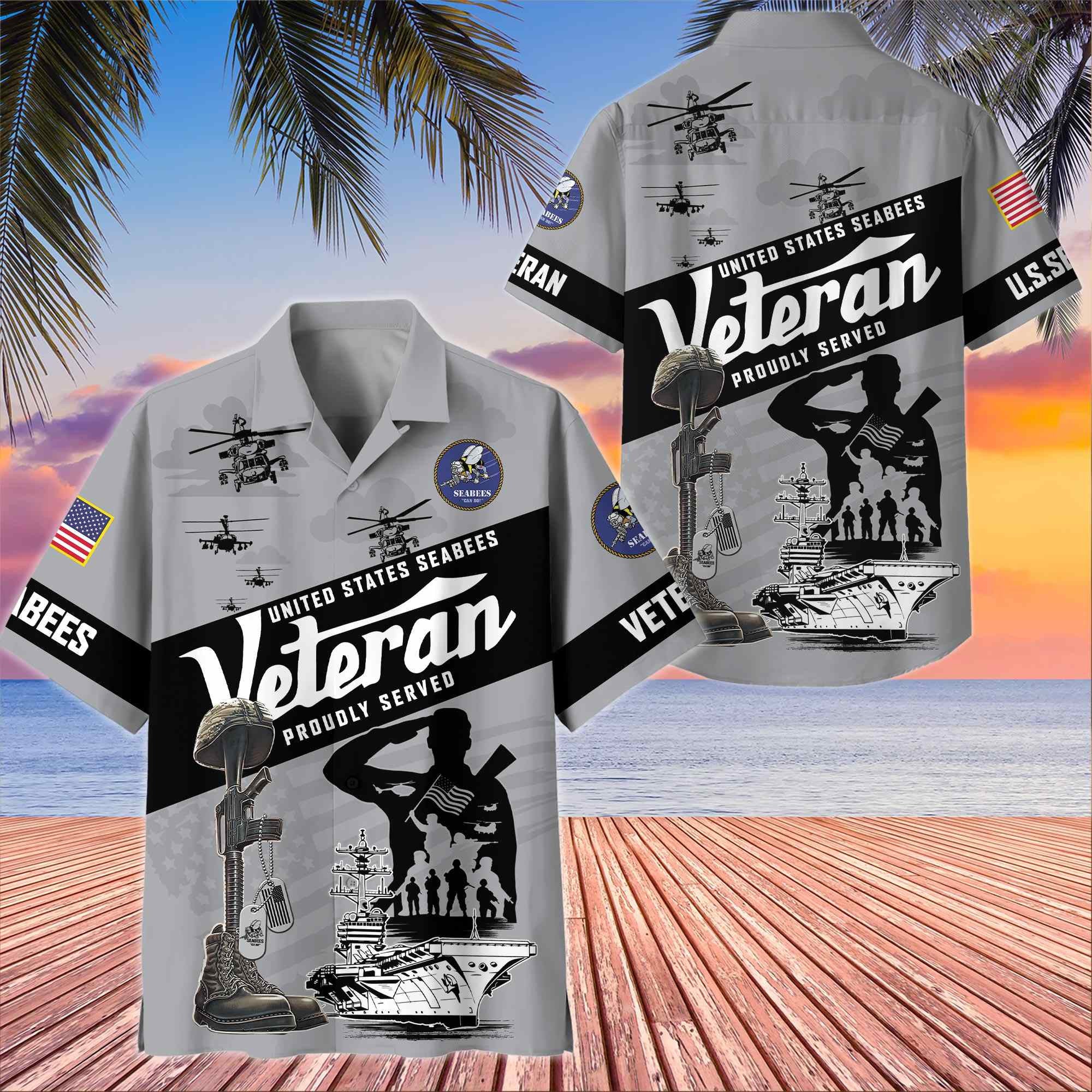 Premium US Veterans Hawaiian Shirt, Gifts For US Veterans, Gifts On Memorial Day, Father's Day, Armed Forces Day, Veterans Day.