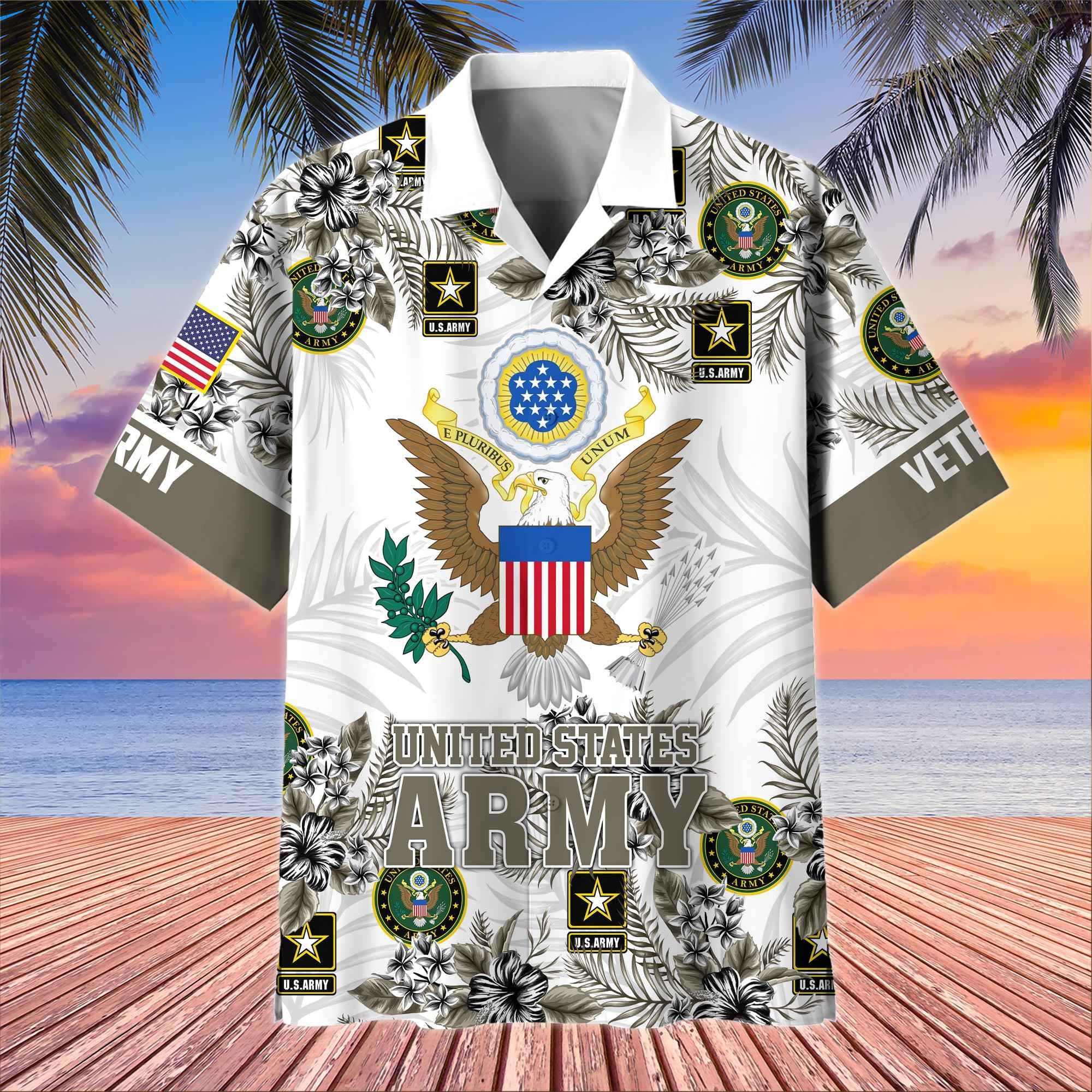 Premium US Veterans Hawaiian Shirt, Gifts For US Veterans, Gifts On Memorial Day, Father's Day, Armed Forces Day, Veterans Day.