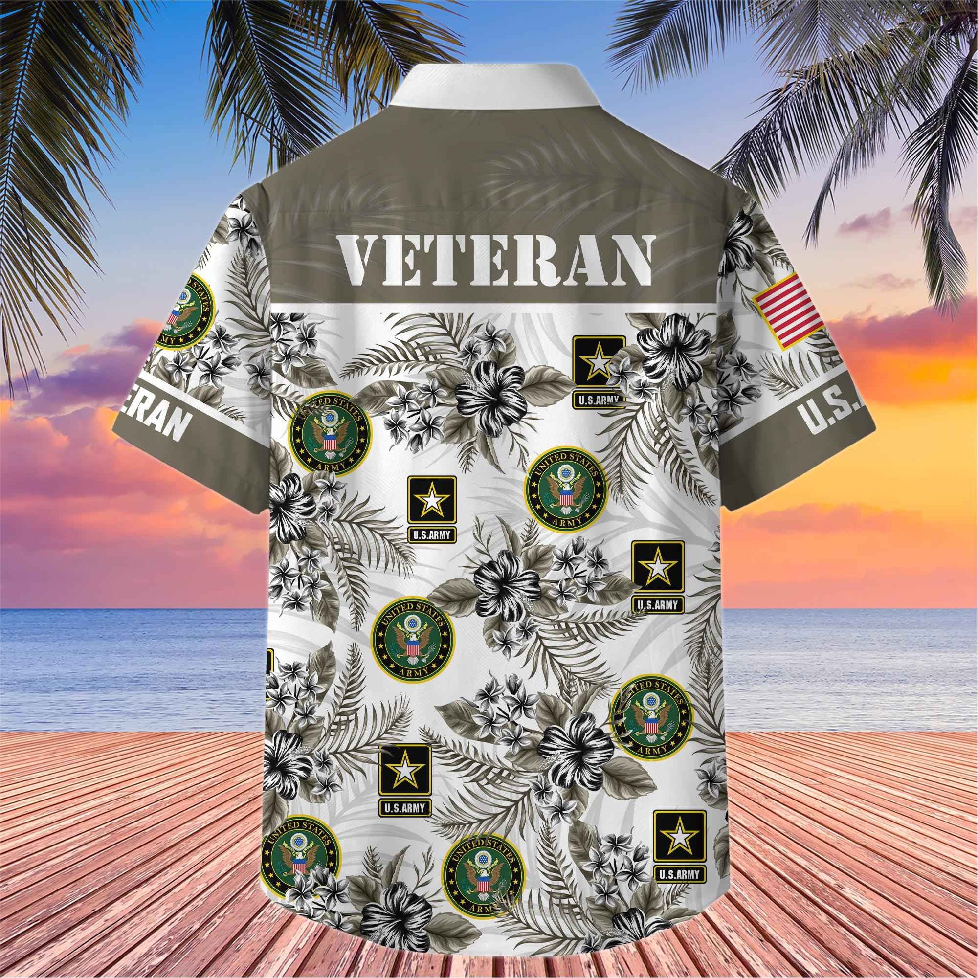 Premium US Veterans Hawaiian Shirt, Gifts For US Veterans, Gifts On Memorial Day, Father's Day, Armed Forces Day, Veterans Day.