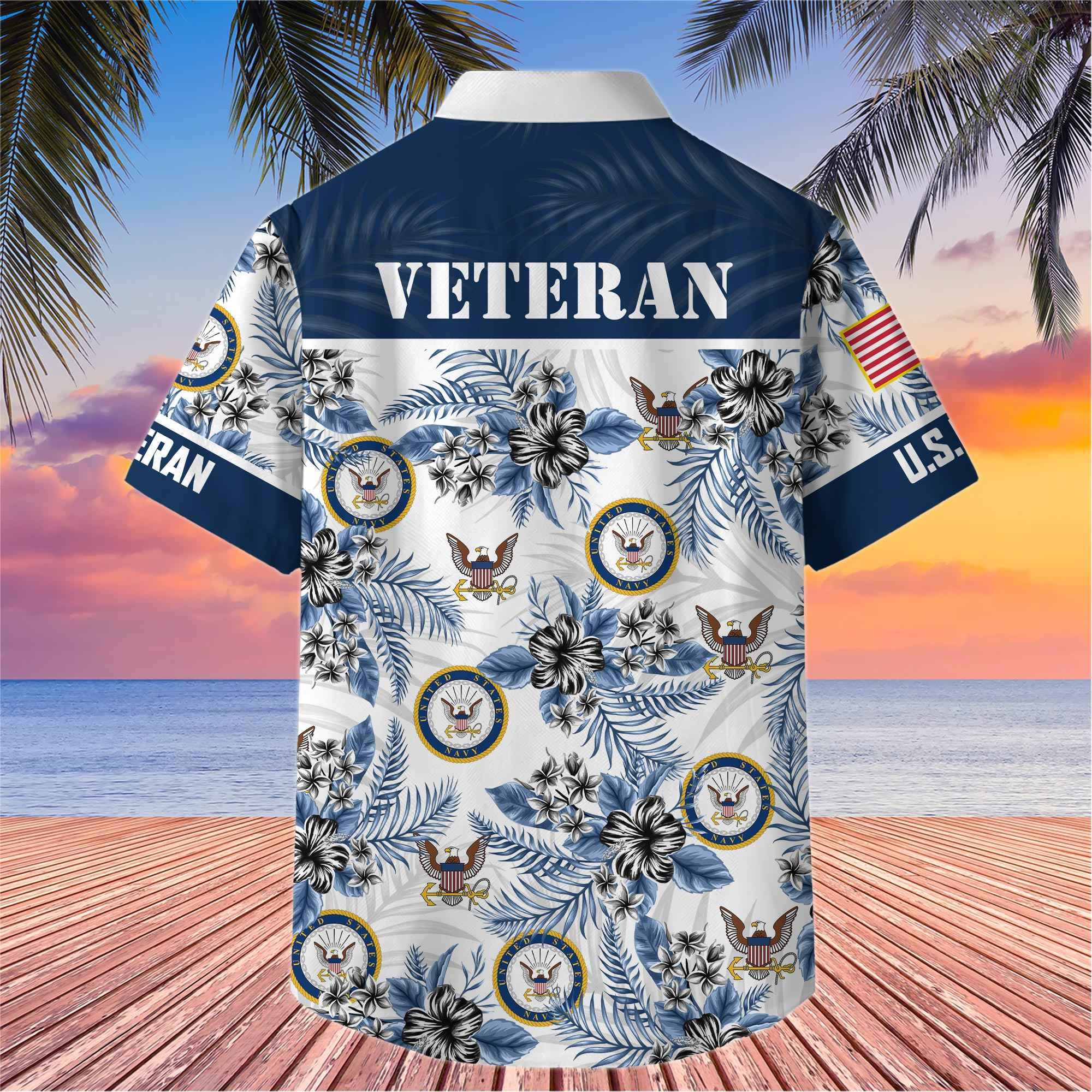 Premium US Veterans Hawaiian Shirt, Gifts For US Veterans, Gifts On Memorial Day, Father's Day, Armed Forces Day, Veterans Day.