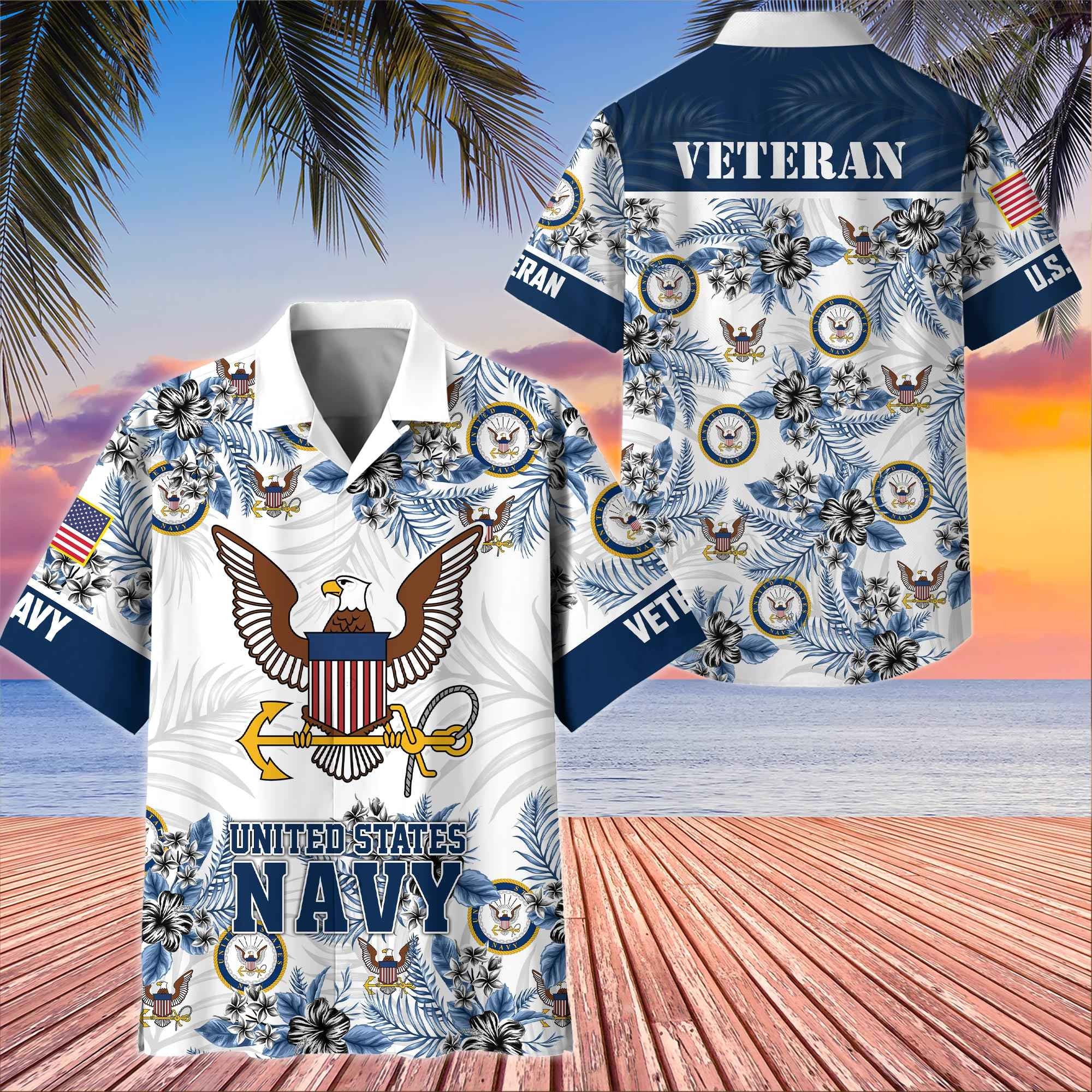 Premium US Veterans Hawaiian Shirt, Gifts For US Veterans, Gifts On Memorial Day, Father's Day, Armed Forces Day, Veterans Day.