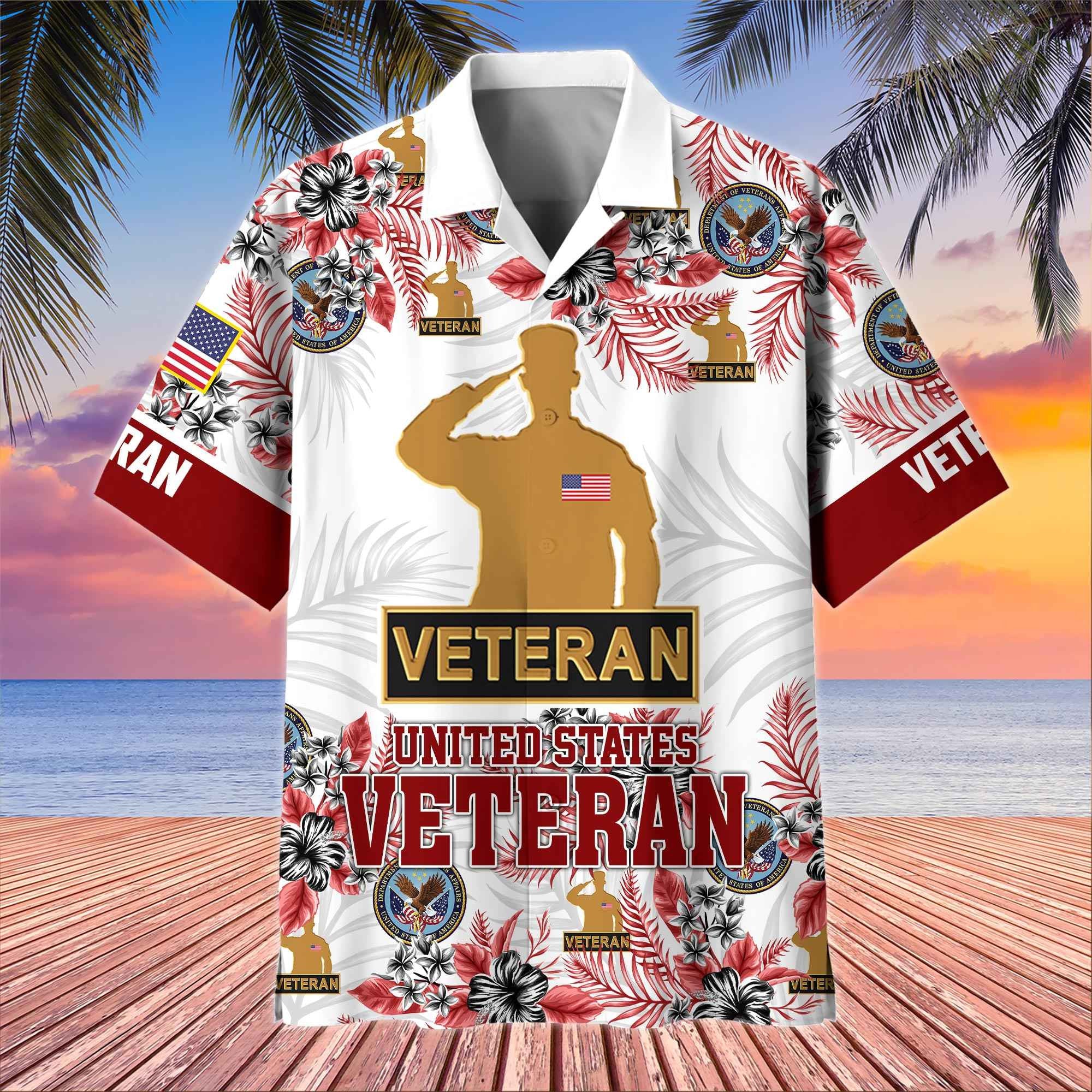 Premium US Veterans Hawaiian Shirt, Gifts For US Veterans, Gifts On Memorial Day, Father's Day, Armed Forces Day, Veterans Day.