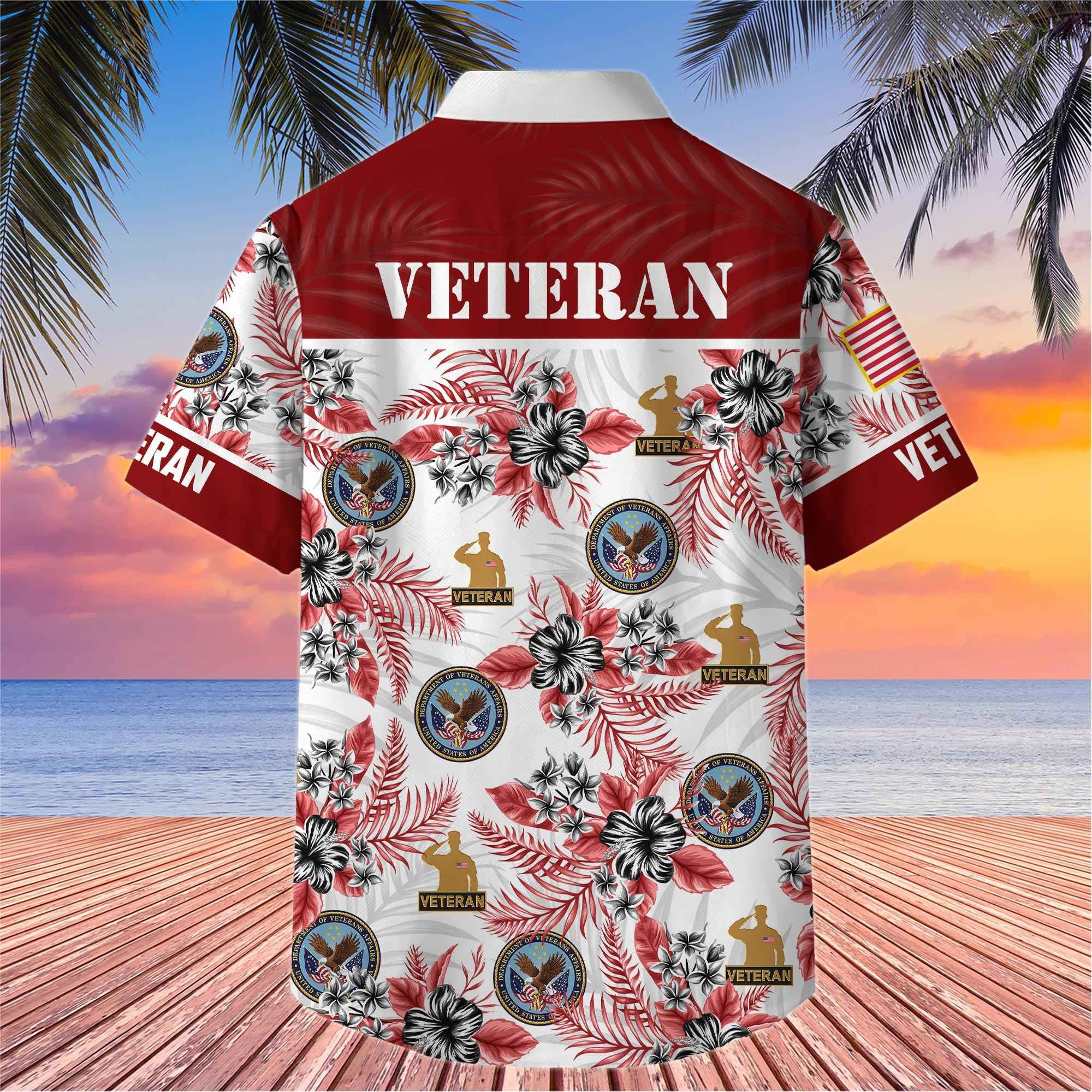 Premium US Veterans Hawaiian Shirt, Gifts For US Veterans, Gifts On Memorial Day, Father's Day, Armed Forces Day, Veterans Day.