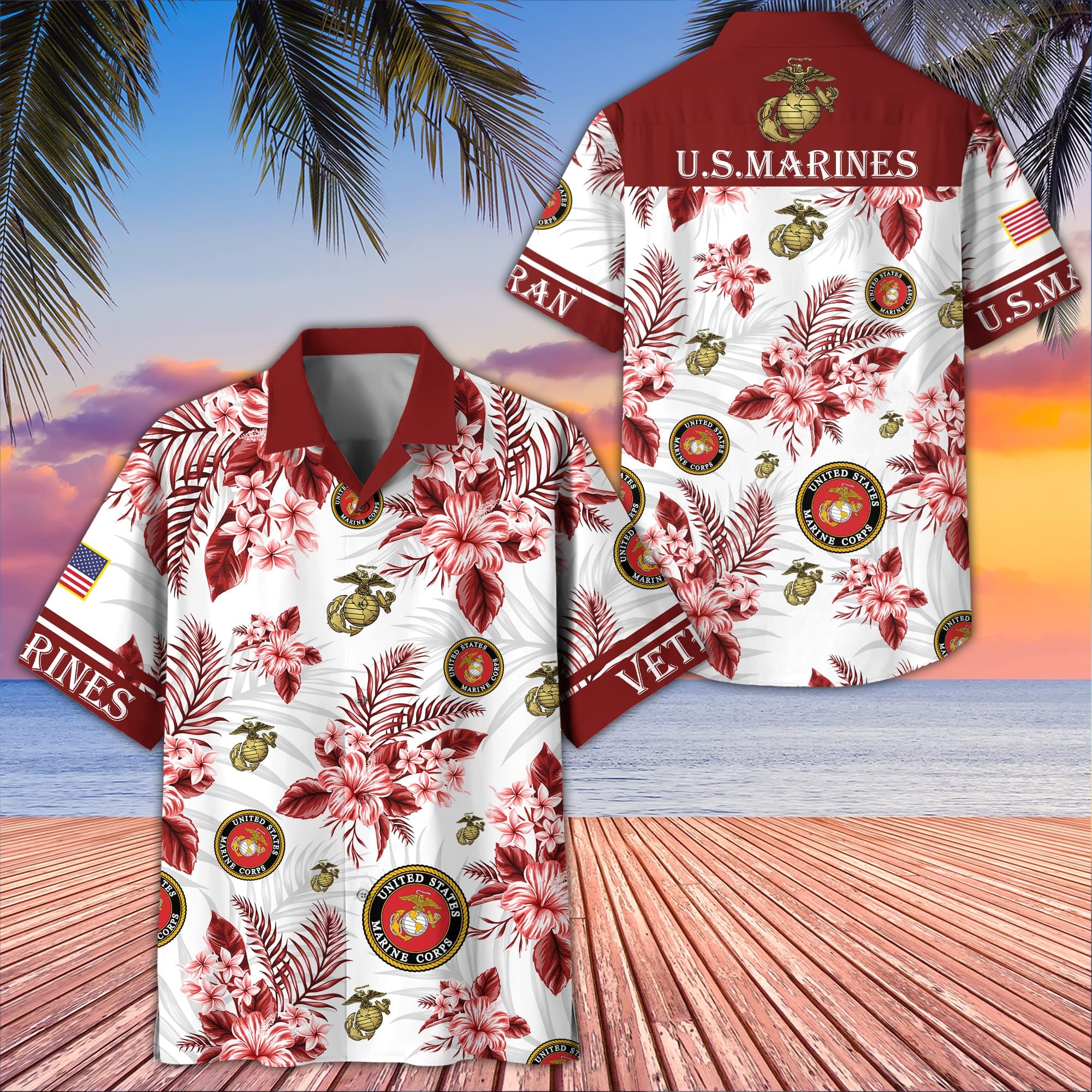 Premium US Veterans Hawaiian Shirt, Gifts For US Veterans, Gifts On Memorial Day, Father's Day, Armed Forces Day, Veterans Day.