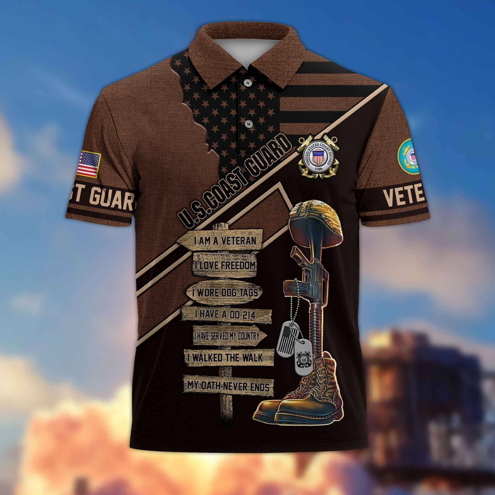 Premium US Veterans Polo Shirt, Gifts For US Veterans, Gifts For Dad, For Husband, Gifts On Father's Day, Armed Forces Day, Independence Day, Veterans Day.