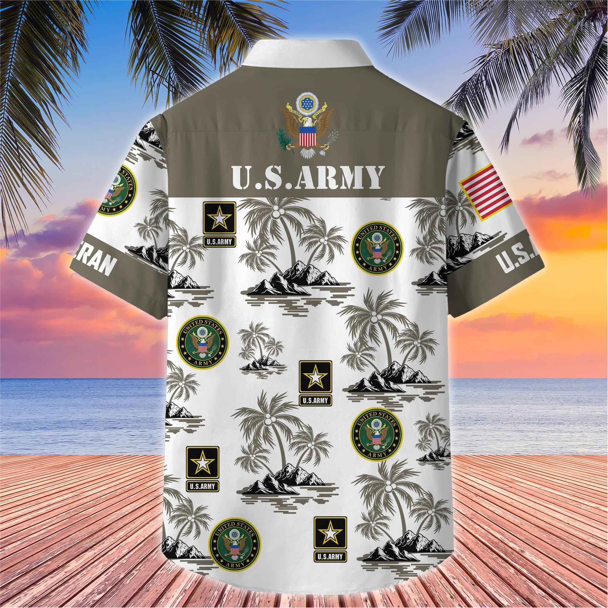 Premium US Veterans Hawaiian Shirt, Gifts For US Veterans, Gifts On Father's Day, Armed Forces Day, Veterans Day.