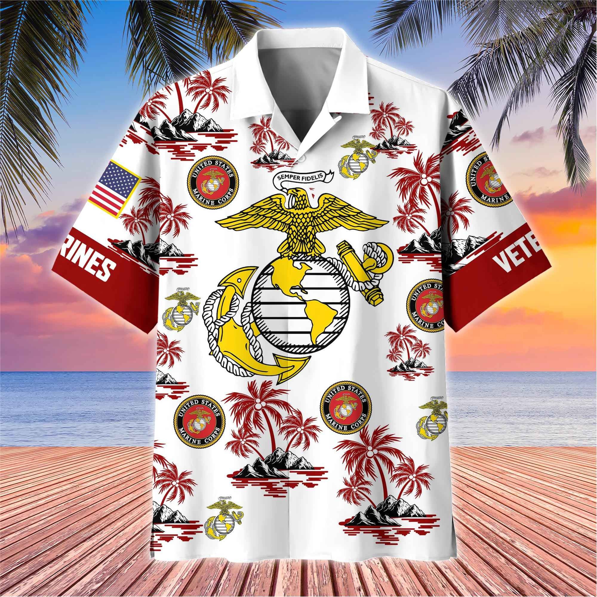 Premium US Veterans Hawaiian Shirt, Gifts For US Veterans, Gifts On Father's Day, Armed Forces Day, Veterans Day.