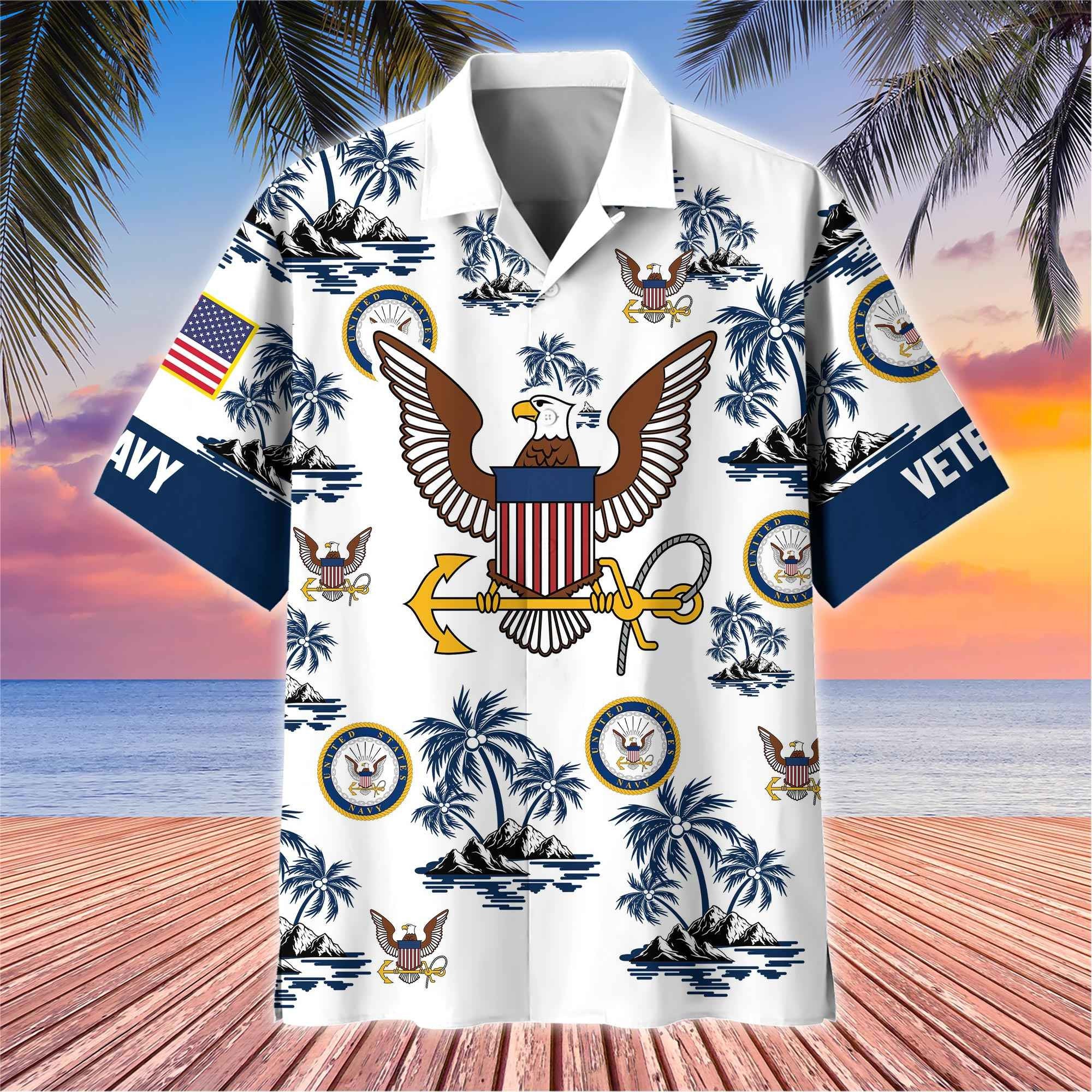 Premium US Veterans Hawaiian Shirt, Gifts For US Veterans, Gifts On Father's Day, Armed Forces Day, Veterans Day.
