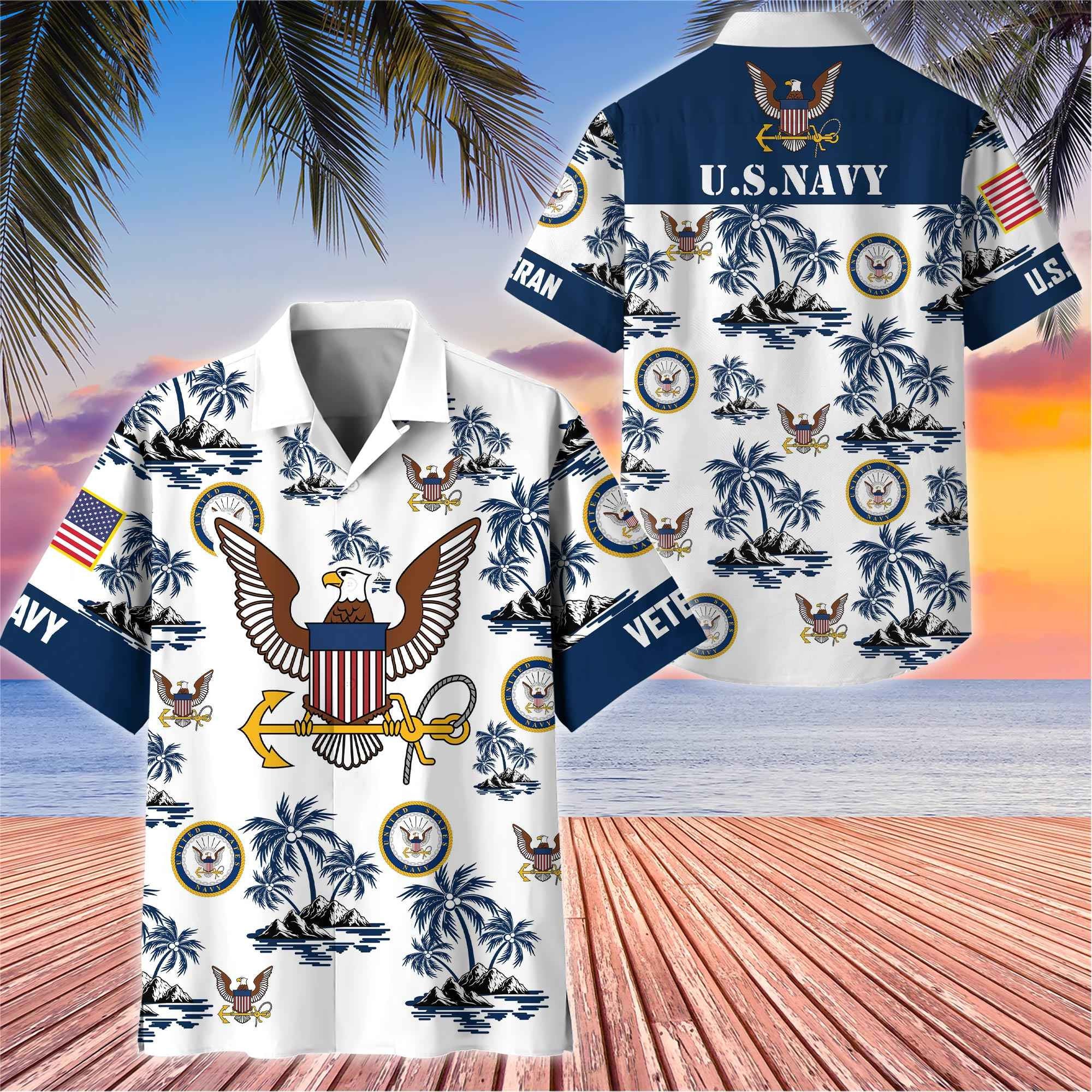 Premium US Veterans Hawaiian Shirt, Gifts For US Veterans, Gifts On Father's Day, Armed Forces Day, Veterans Day.