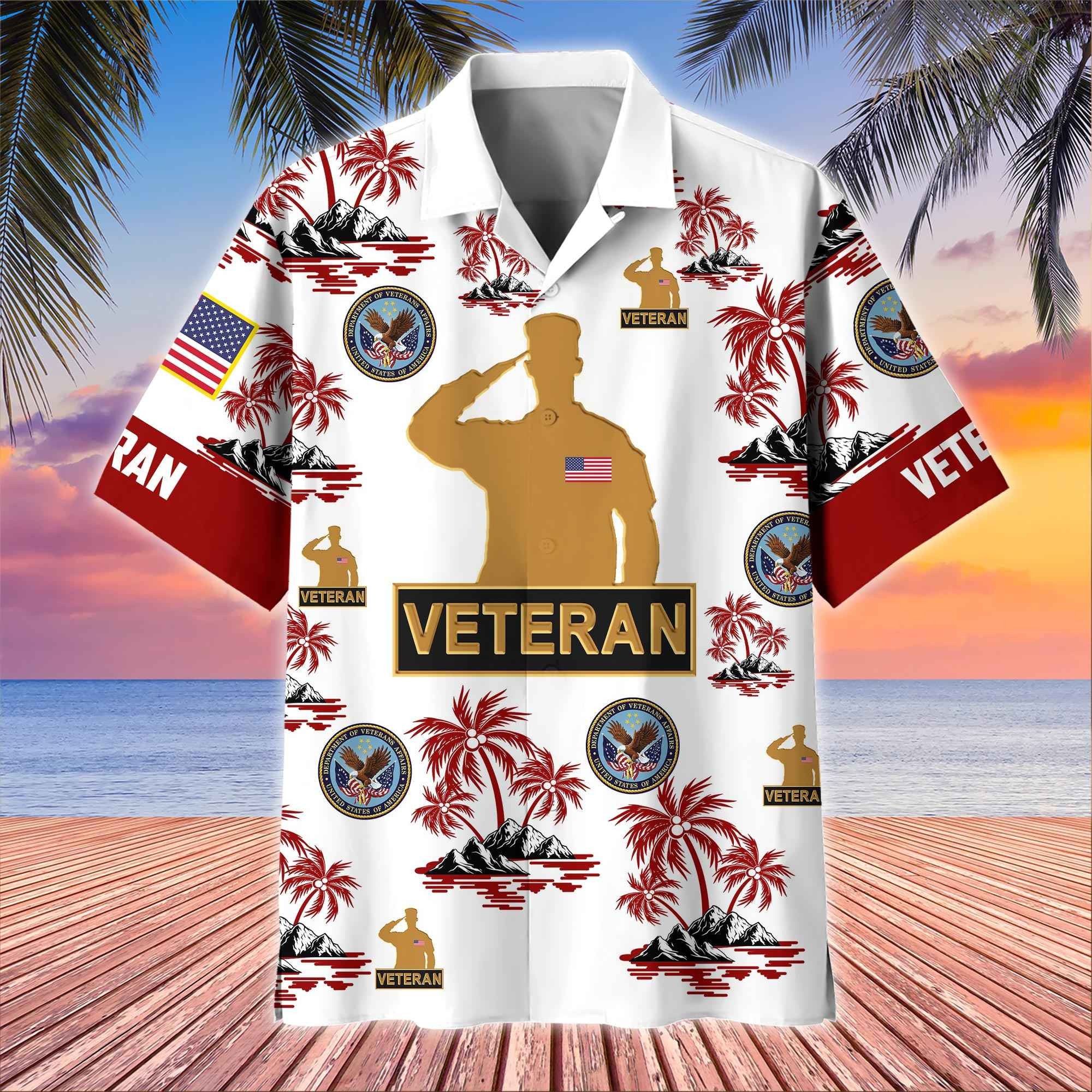 Premium US Veterans Hawaiian Shirt, Gifts For US Veterans, Gifts On Father's Day, Armed Forces Day, Veterans Day.