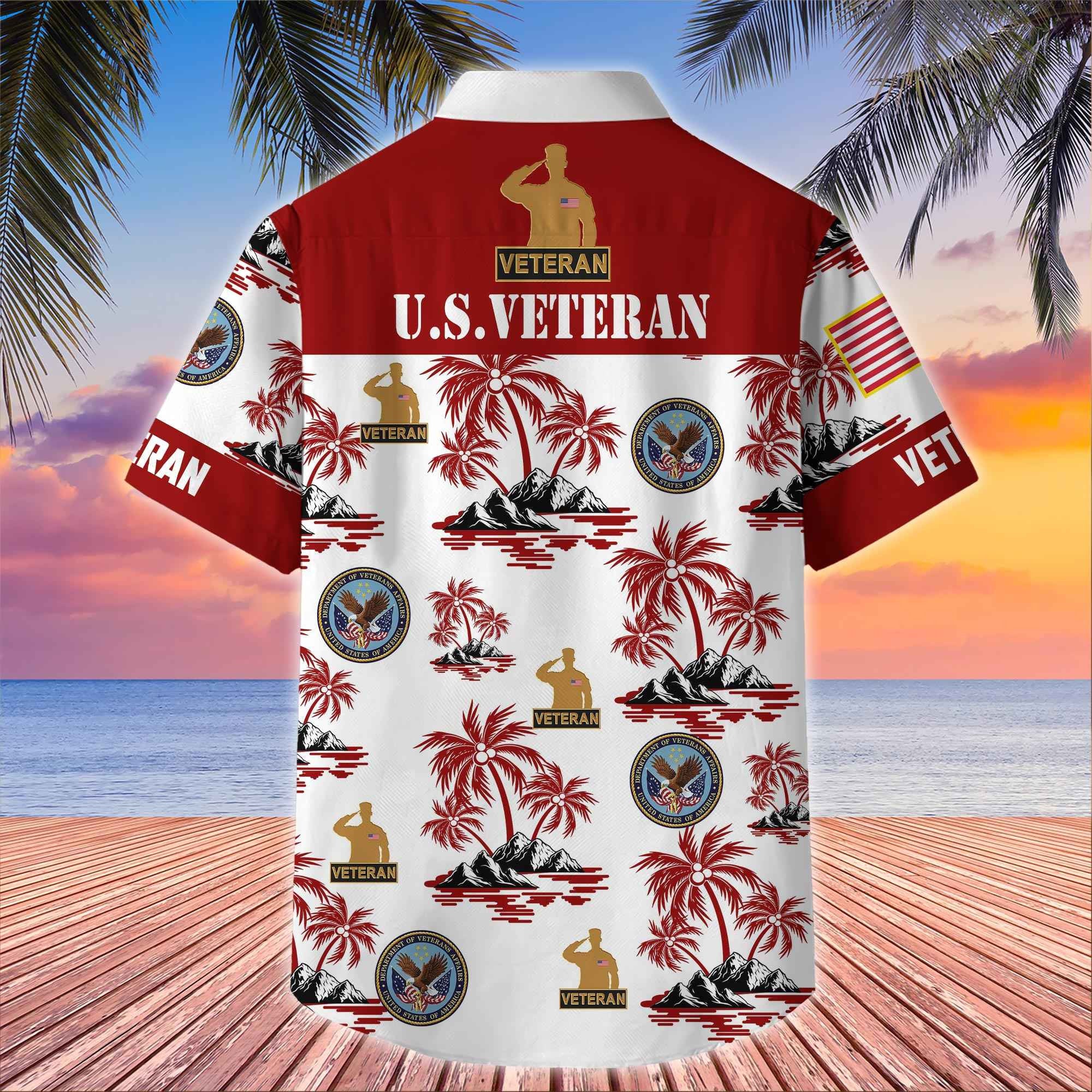 Premium US Veterans Hawaiian Shirt, Gifts For US Veterans, Gifts On Father's Day, Armed Forces Day, Veterans Day.