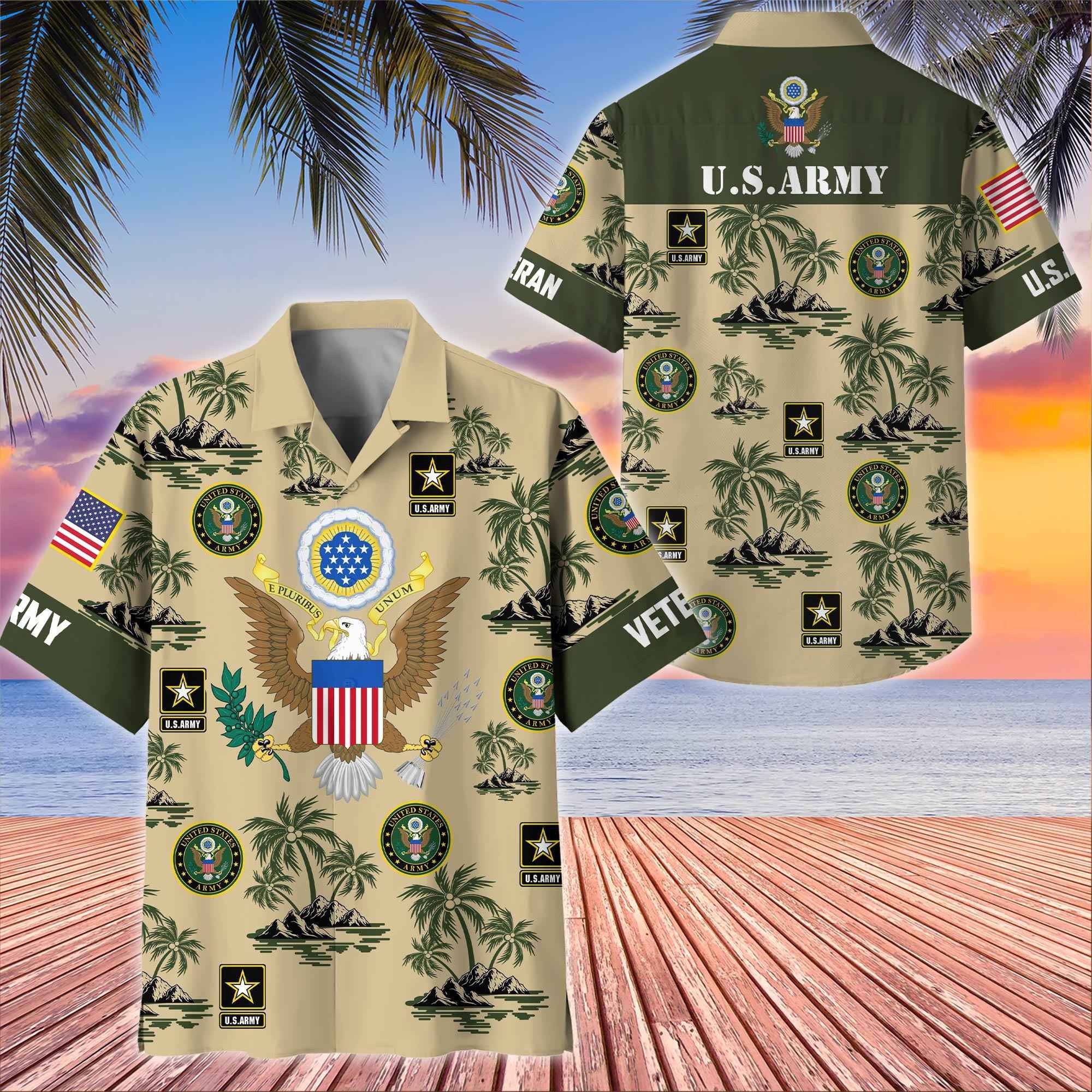 Premium US Veterans Hawaiian Shirt, Gifts For US Veterans, Gifts On Father's Day, Armed Forces Day, Veterans Day.