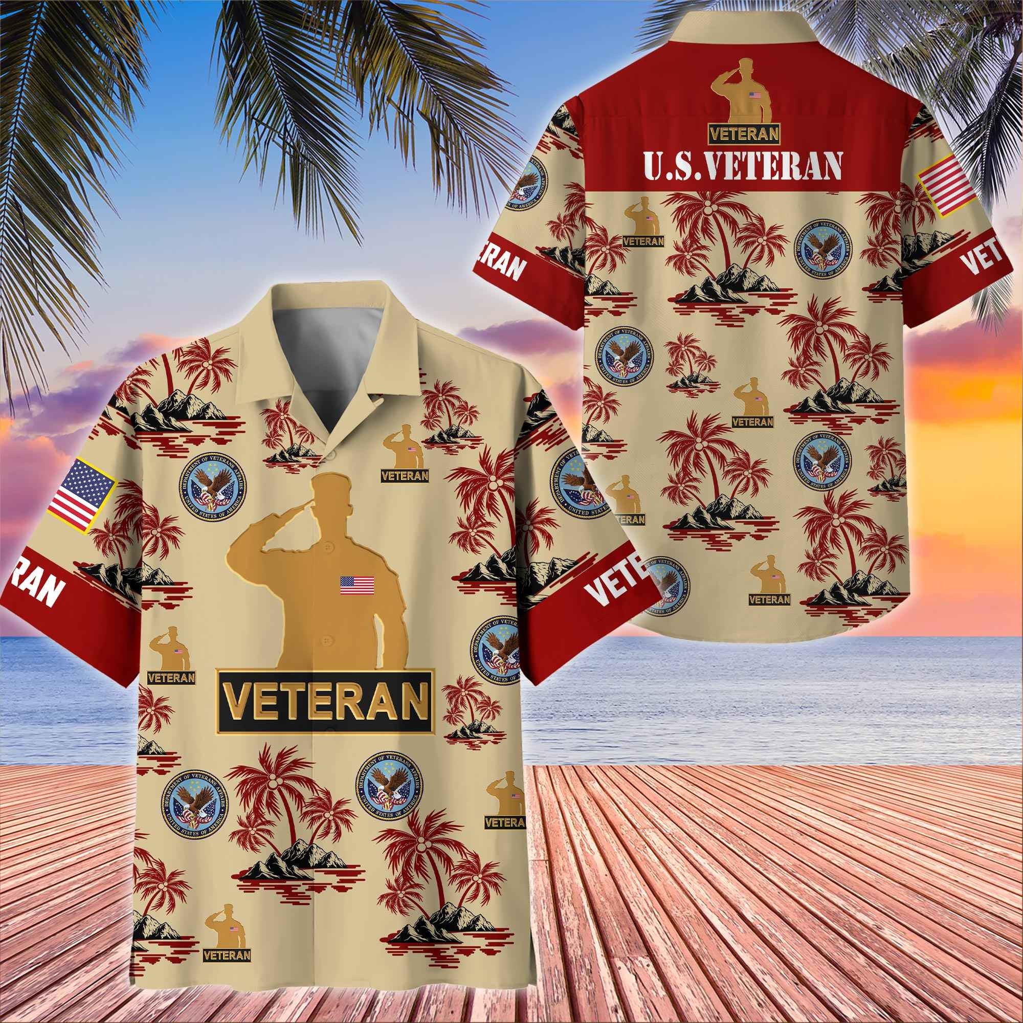 Premium US Veterans Hawaiian Shirt, Gifts For US Veterans, Gifts On Father's Day, Armed Forces Day, Veterans Day.
