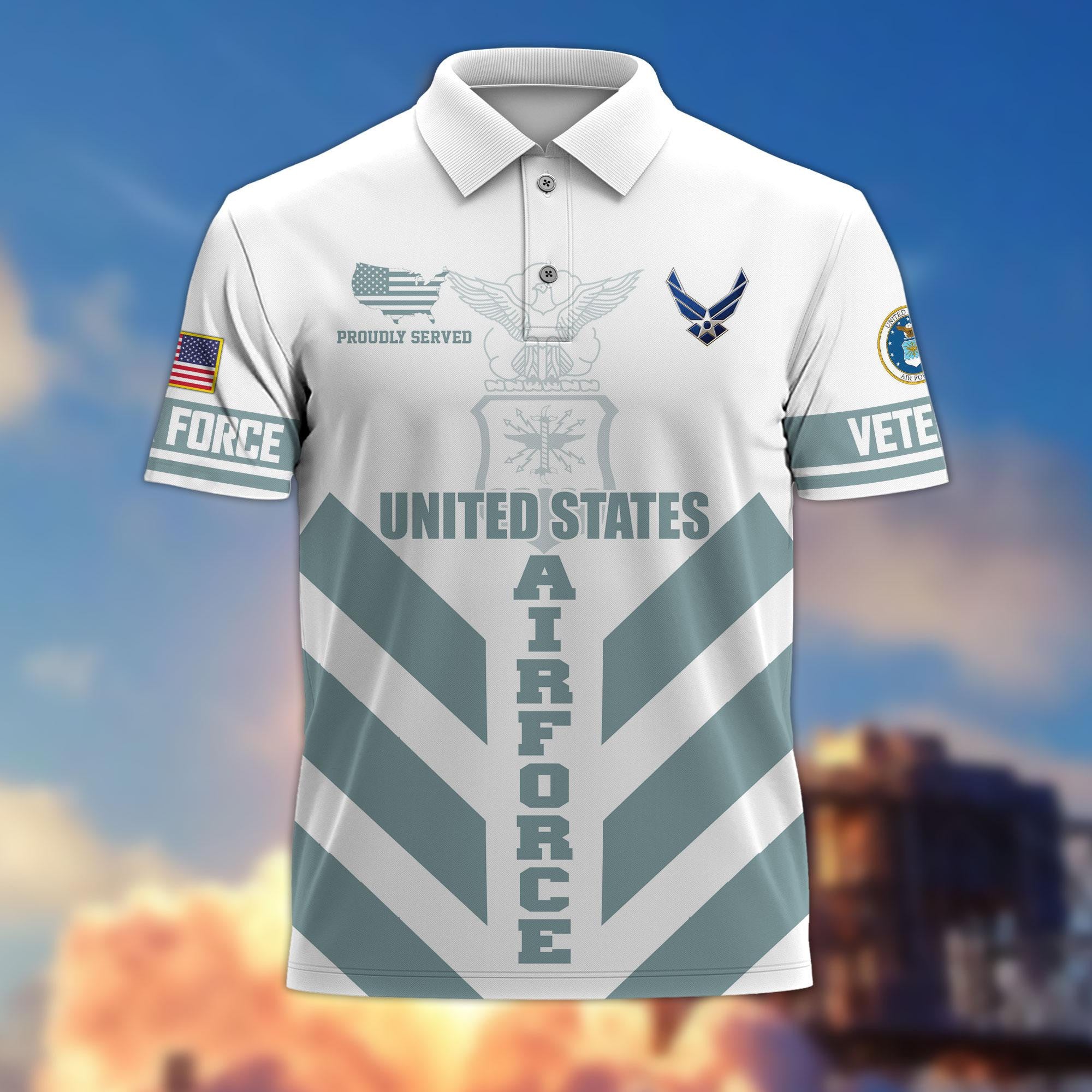Premium US Veterans Polo Shirt, Gifts For US Veterans, Gifts On Father's Day, Armed Forces Day, Veterans Day.